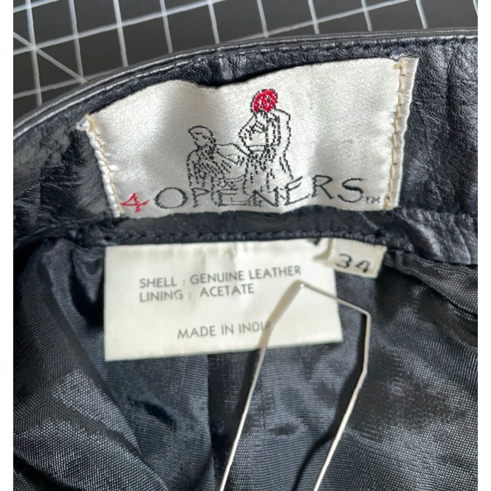 Vintage VINTAGE 4 Openers Leather Motorcycle Pants Mens 33 x 31 Black Lined Tapered 90s Decade 34 Tag Mens Size US 33 - 3 Thumbnail