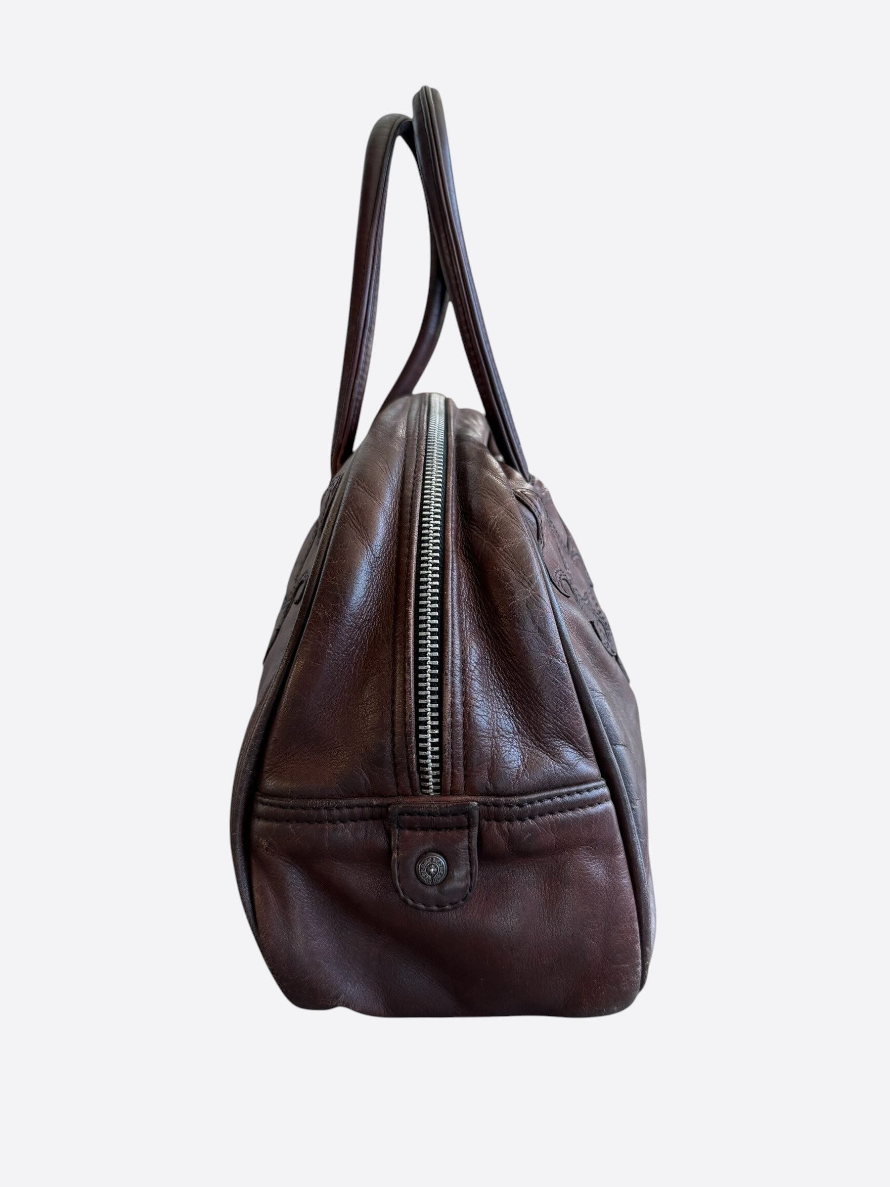Chrome Hearts Chrome Hearts Burgundy Leather Fleur Patch Bowling Bag Size ONE SIZE - 4 Thumbnail