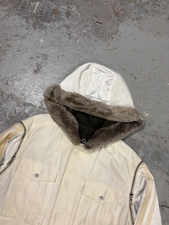 Dolce & Gabbana AW2003 Dolce & Gabbana Hip Hop Fur Hooded Detachable Sleeves White Jacket Size US M / EU 48-50 / 2 - 5 Thumbnail