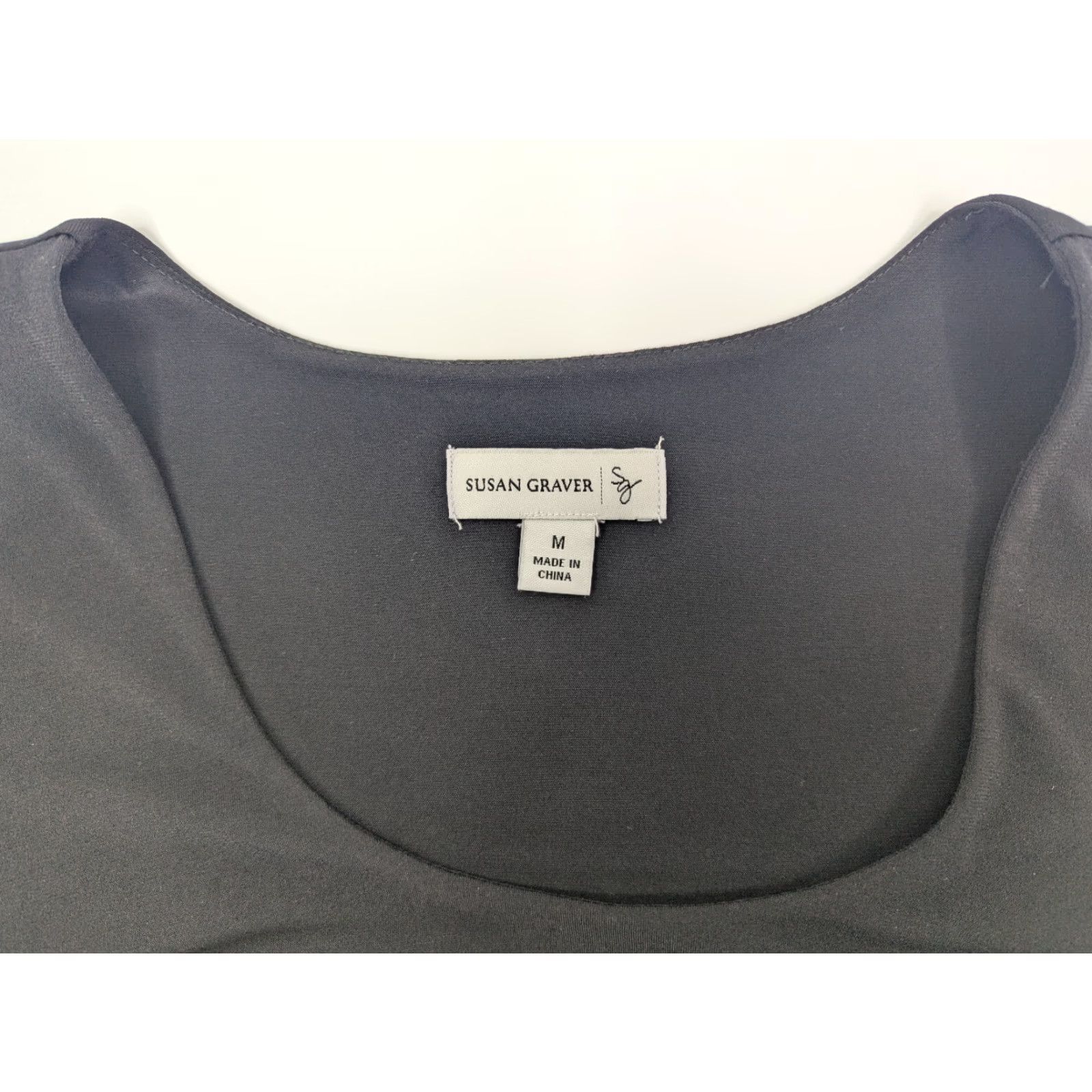 Vintage Susan Graver Blouse Womens Medium Black Tiered Layered Liquid Knit 3/4 Sleeve Size M / US 6-8 / IT 42-44 - 6 Thumbnail