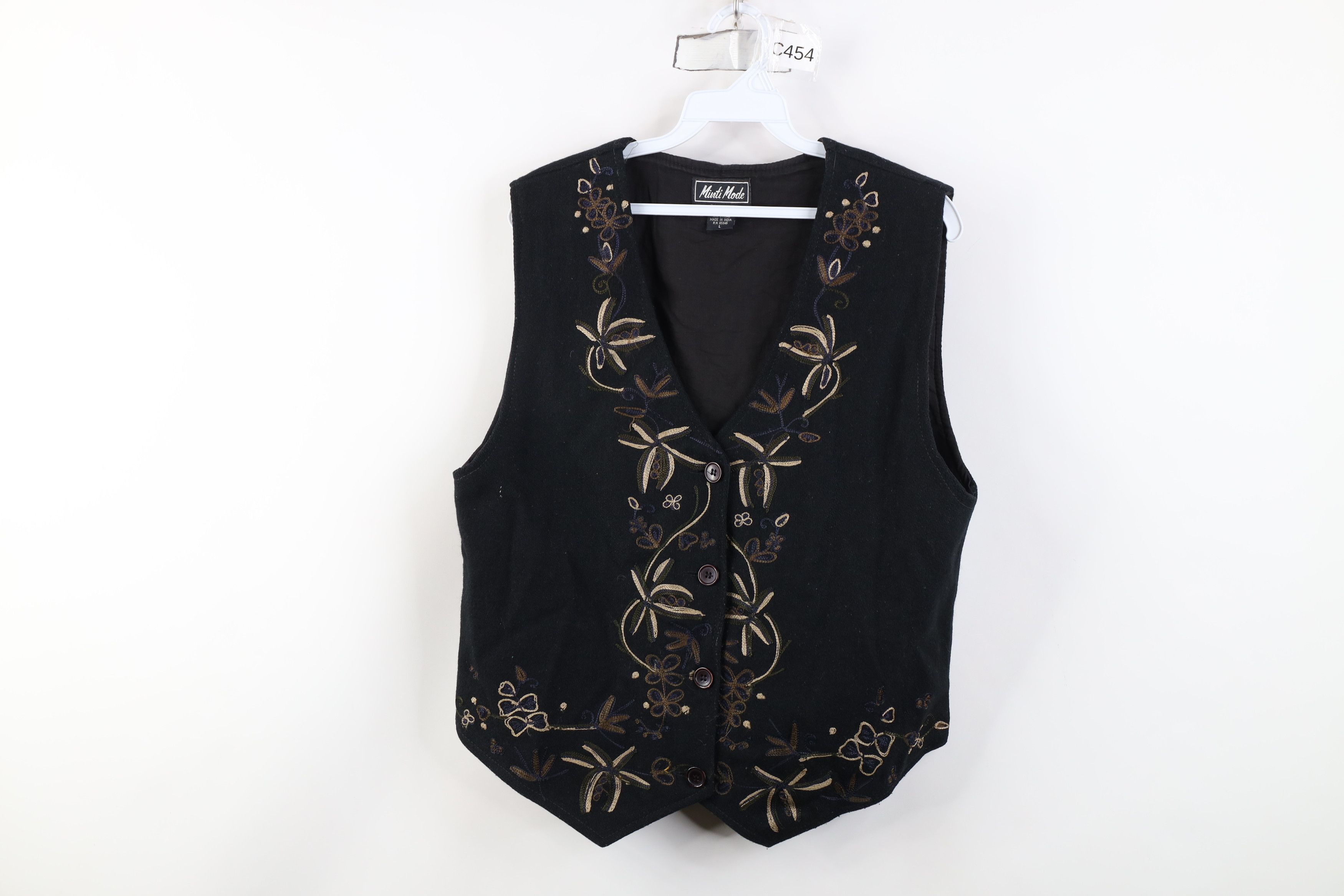 Vintage Vintage 90s Streetwear Wool Blend Embroidered Flower Jacket Size L / US 10 / IT 46 - 1 Thumbnail