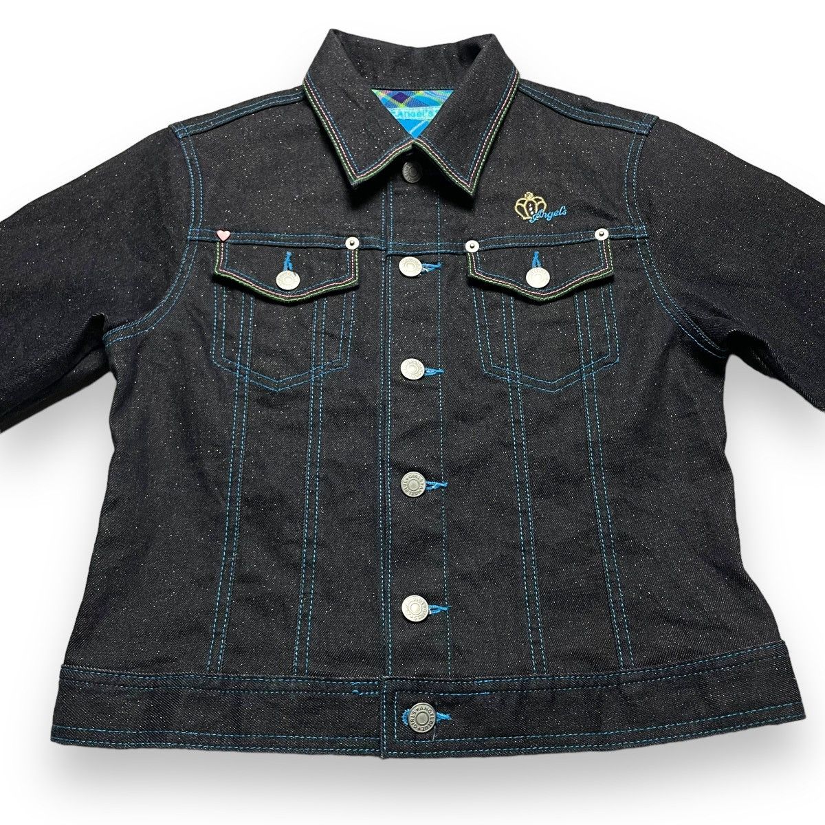 Angel Blue × Beauty Beast × Hysteric Glamour 🇯🇵 VINTAGE ANGEL BLUE GLITTER DENIM JACKET Size S / US 4 / IT 40 - 3 Thumbnail