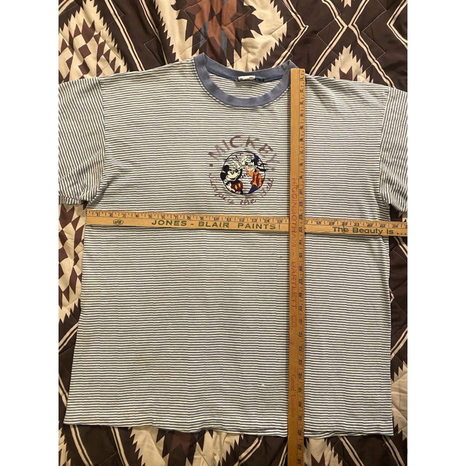 Disney VINTAGE Disney Mickey & Goofy Embroidered Striped T Shirt XL Men United States Grunge 90s Cartoon USA Size US XL / EU 56 / 4 - 5 Thumbnail