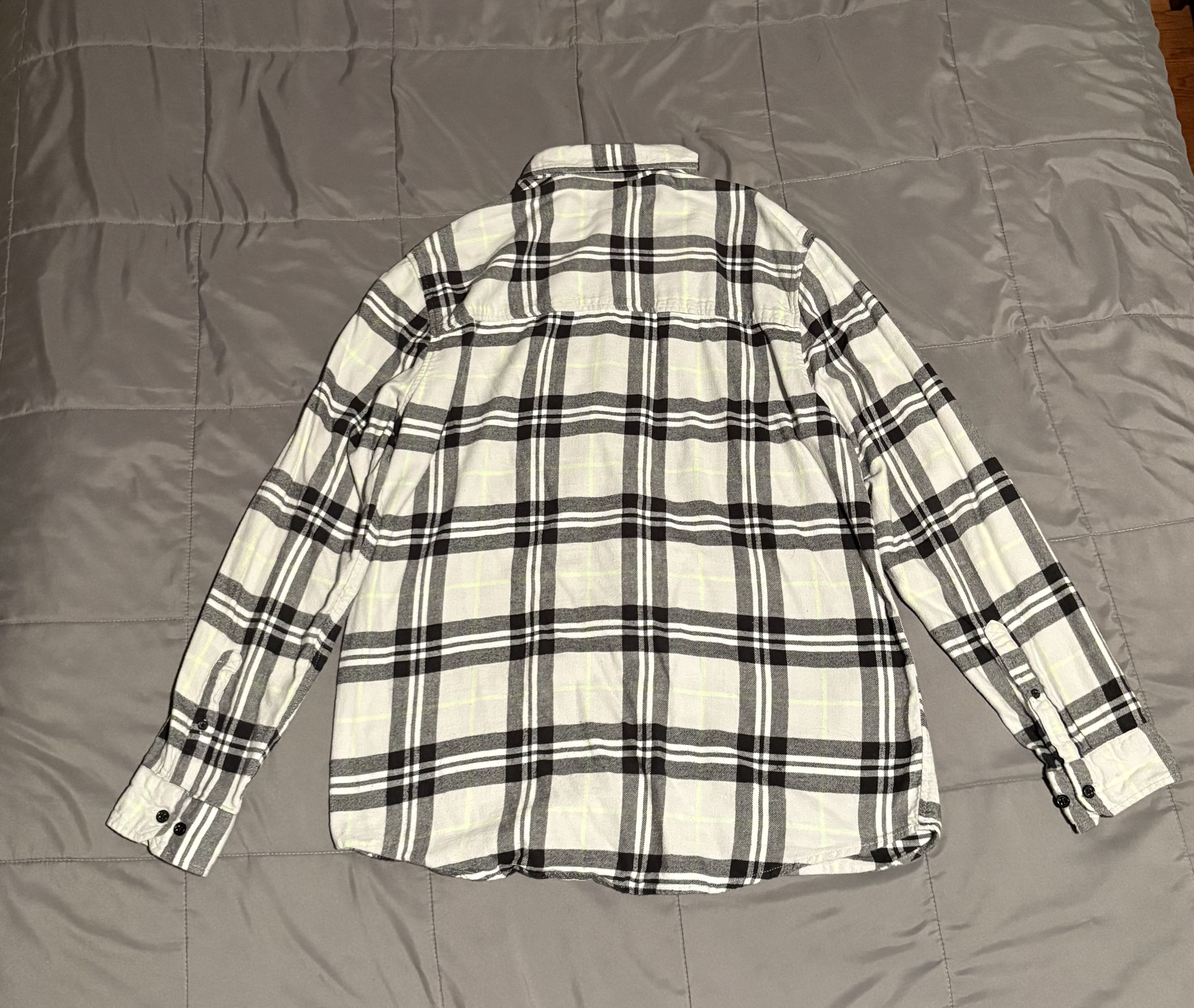 H&M H&M White and Grey Flannel Button Up Shirt Size US M / EU 48-50 / 2 - 2 Thumbnail
