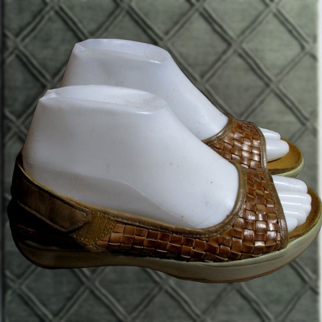 Vintage Haflinger Brown Leather Strappy Sandals Women's Size 7.5 Us, 37 Eur - Casual Low Heel Shoes