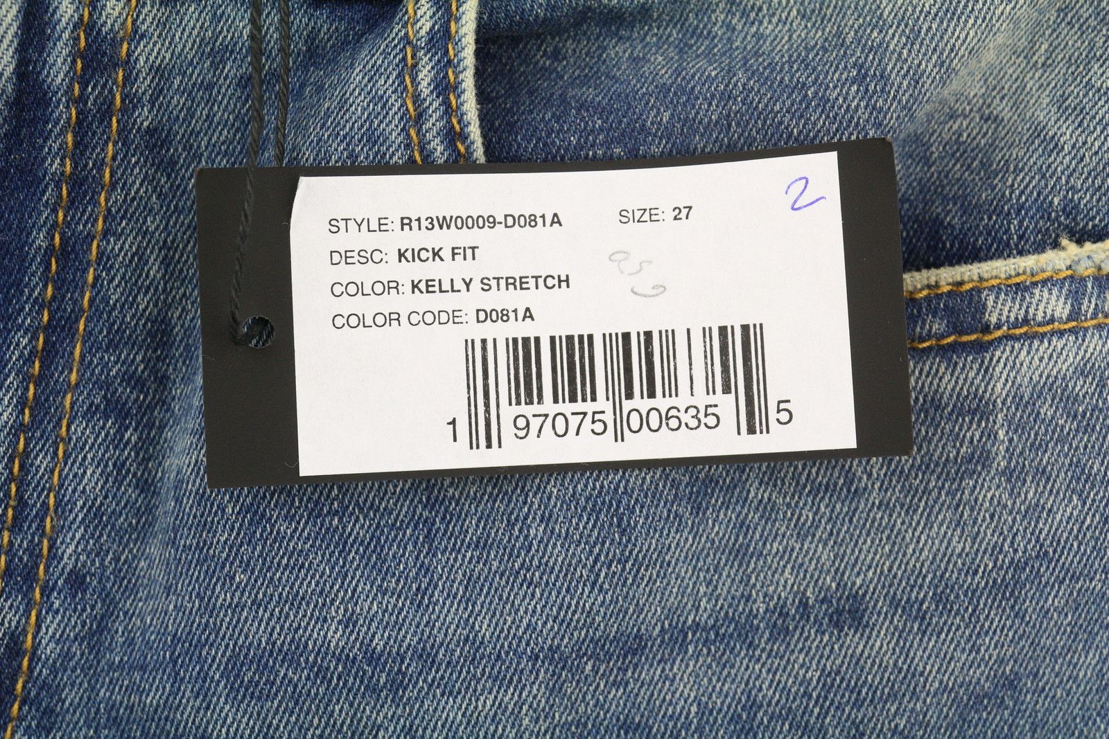 R13 KICK FIT 27 Kelly Faded Denim RRP699 87181 Size 27" / US 4 / IT 40 - 7 Thumbnail