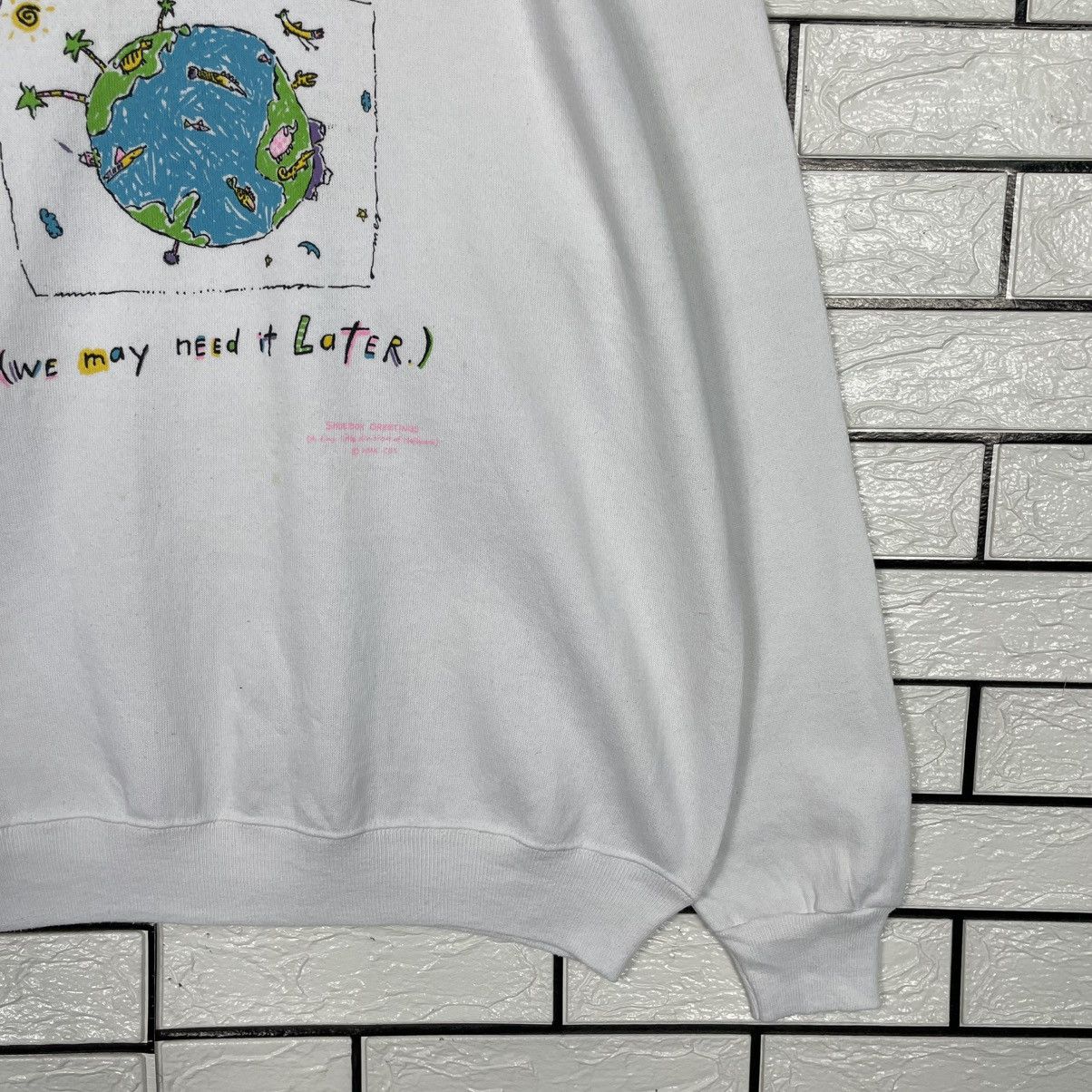 Hanes Vintage Save The World Crewneck White Sweatshirt Size US XL / EU 56 / 4 - 4 Thumbnail