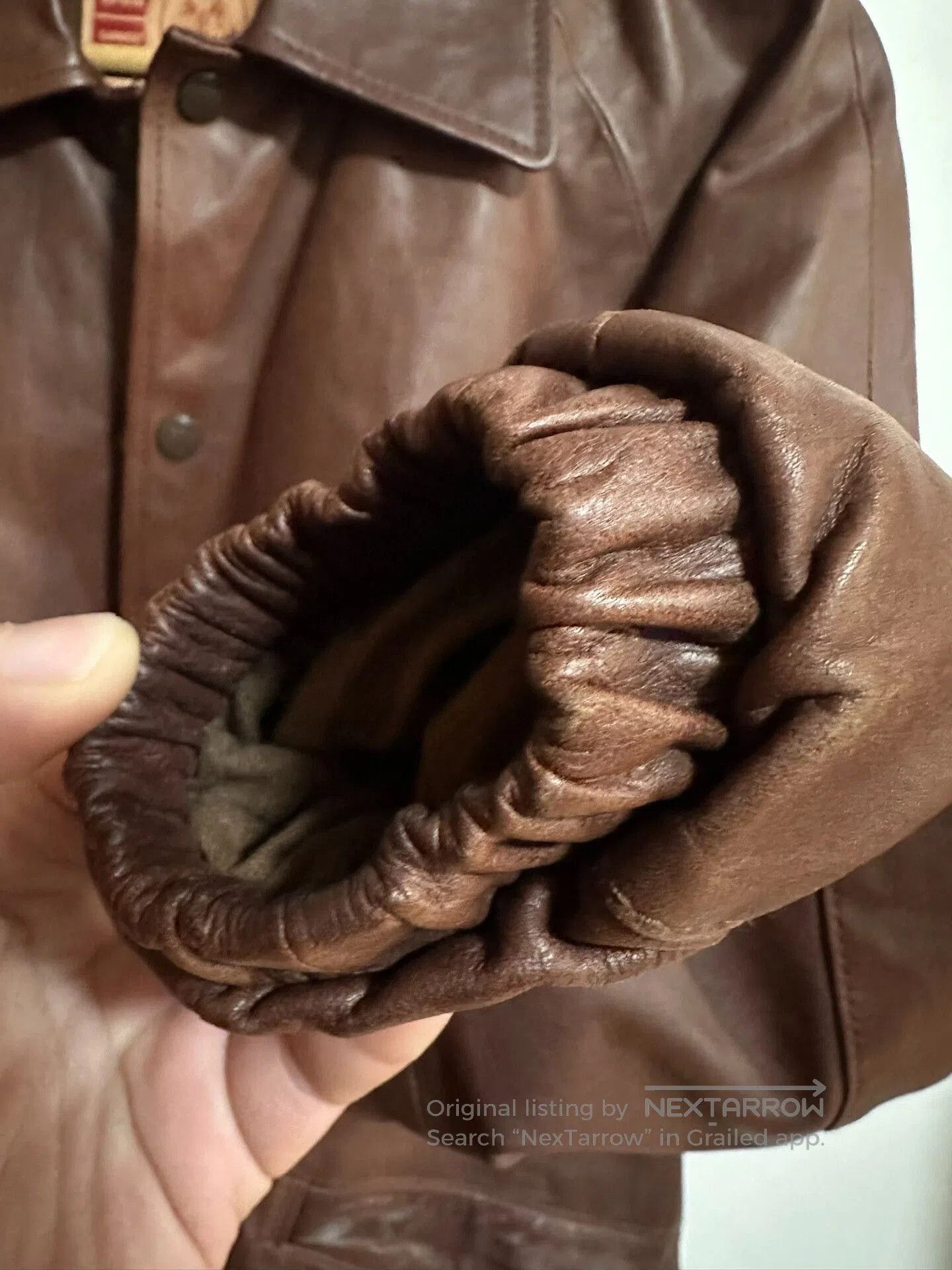 Japanese Brand Tenjiworks Leather Coach Jacket in Brown. Size US XXS / EU 40 - 3 Thumbnail