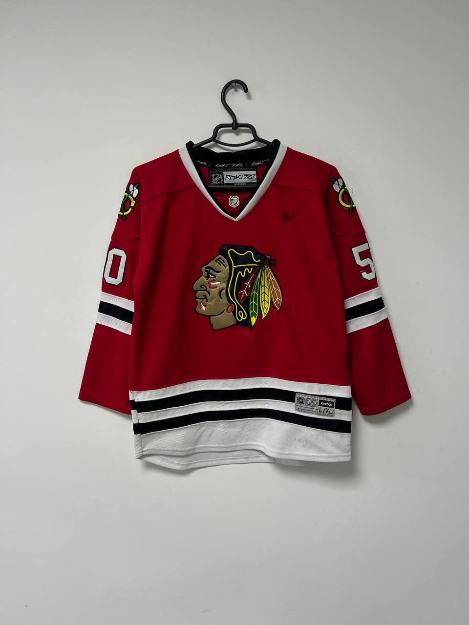 Reebok Chicago Blackhawks #50 Crawford Ice Hockey Jersey Kids L/XL Size US XXS / EU 40 - 15 Thumbnail