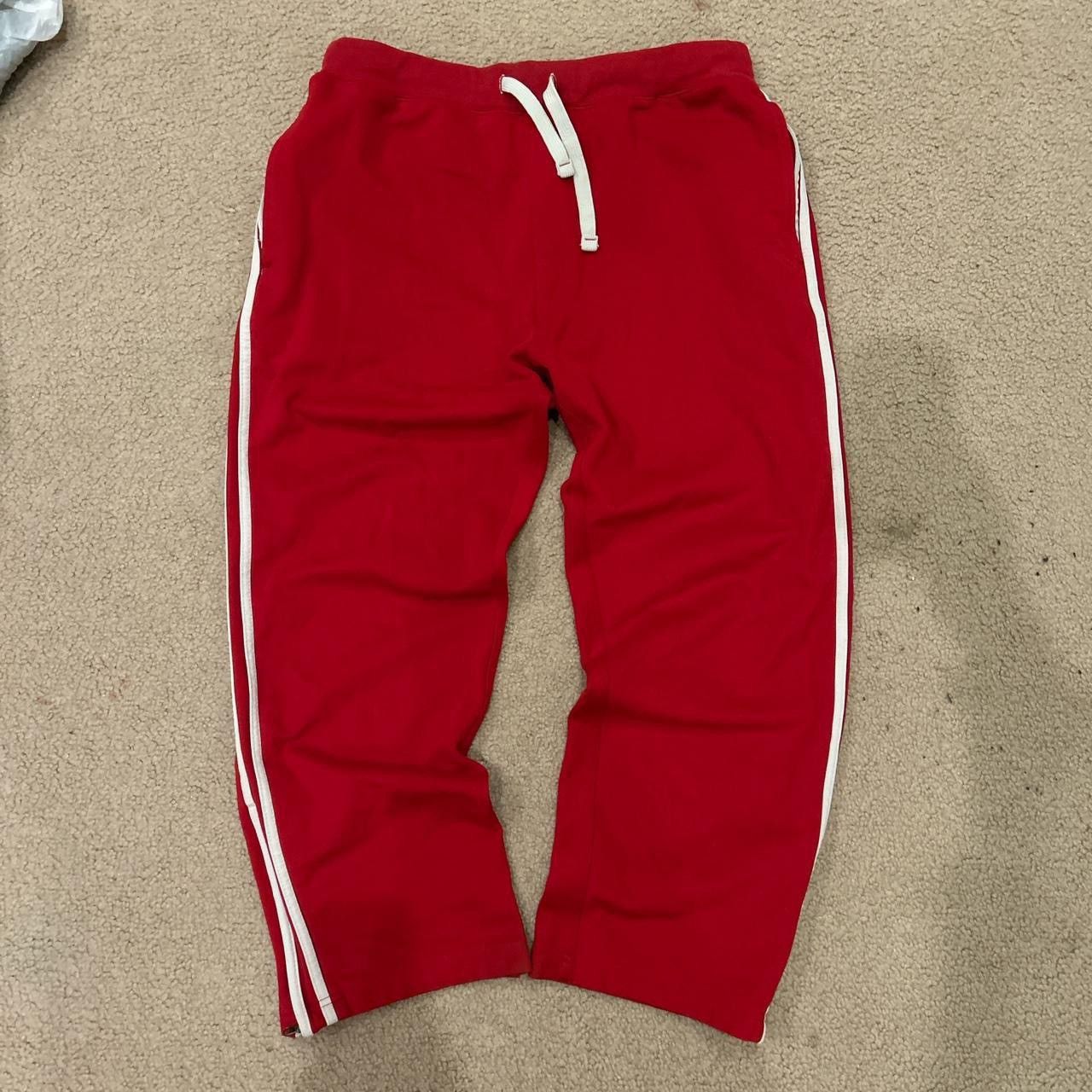 Vintage Baggy Red & White Trackpants - 10in Leg Opening Size US 34 / EU 50 - 1 Thumbnail