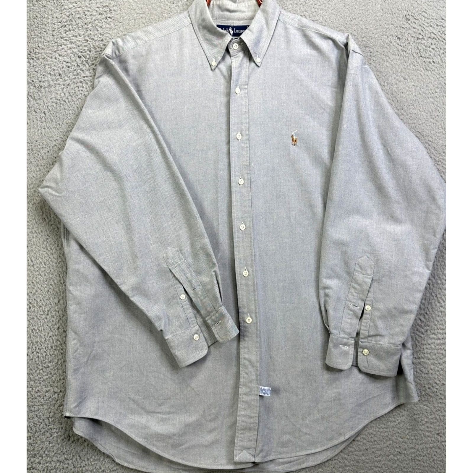 Ralph Lauren Ralph Lauren Shirt Adult 17-34 Grey Button-Down Dress Long Sleeve Men Size 46R - 3 Thumbnail