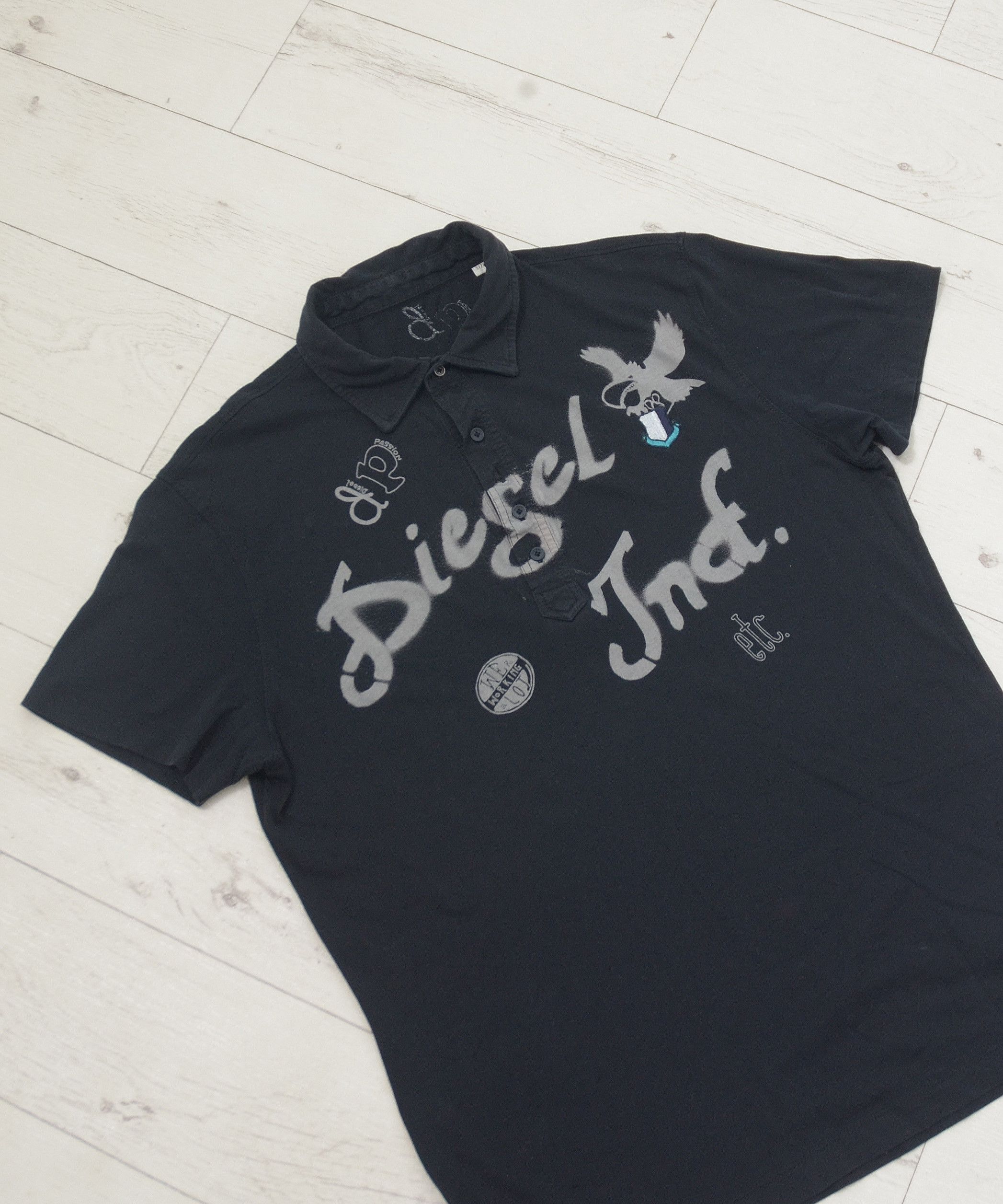 Designer × Diesel × Vintage Vintage Diesel All Over Print Y2K Polo Tee Rare Big Logo Size US L / EU 52-54 / 3 - 2 Thumbnail