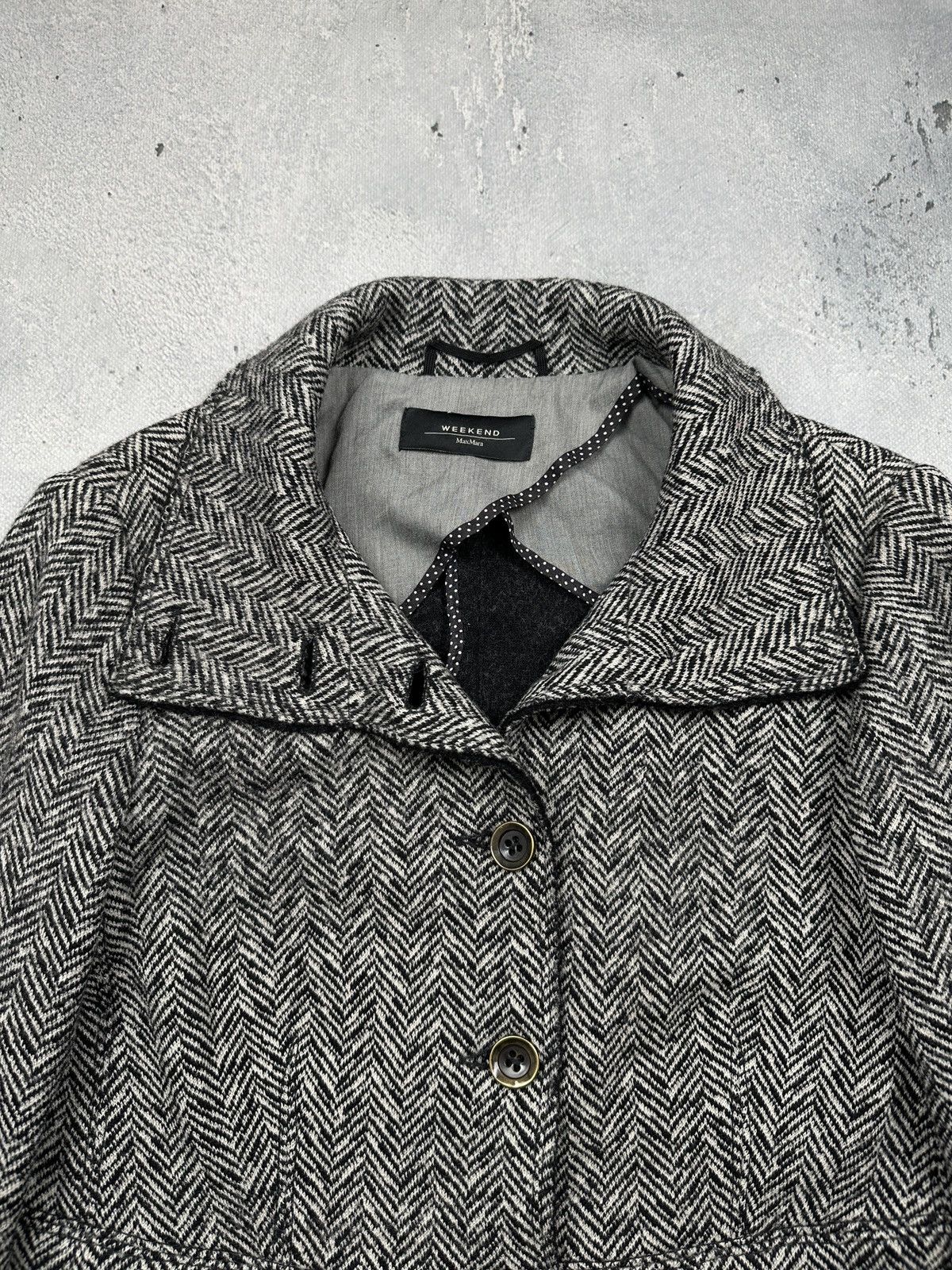 Weekend Max Mara Vintage Max Mara Weekend Herringbone Wool Coat Rare Classic Size M / US 6-8 / IT 42-44 - 12 Thumbnail