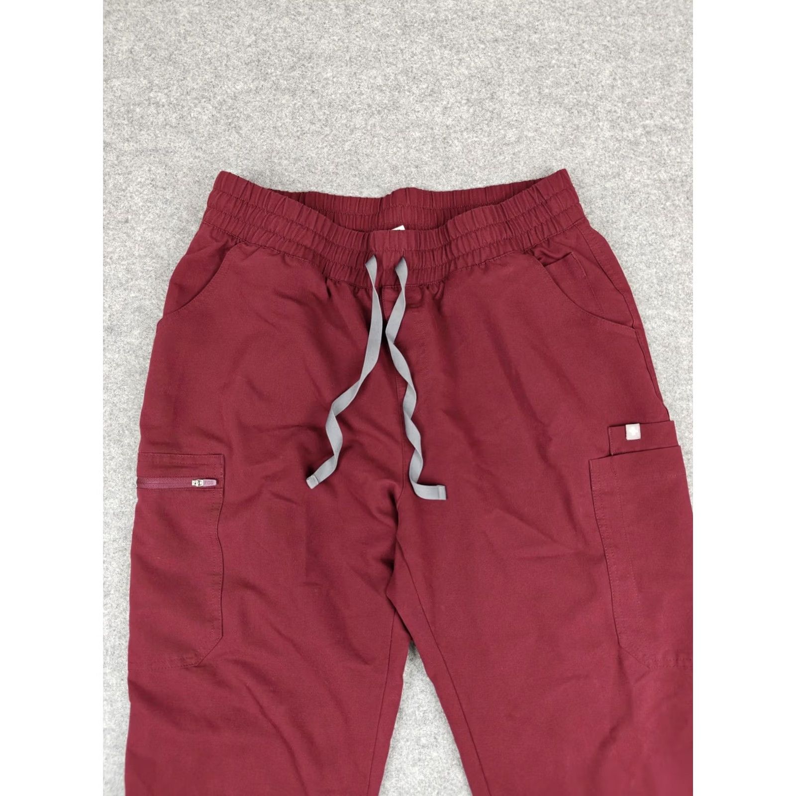 Vintage FIGS Scrub Pants Womens Large Red Technical Collection Drawstring Cargo Pockets Size 36" / US 14 / IT 50 - 2 Thumbnail