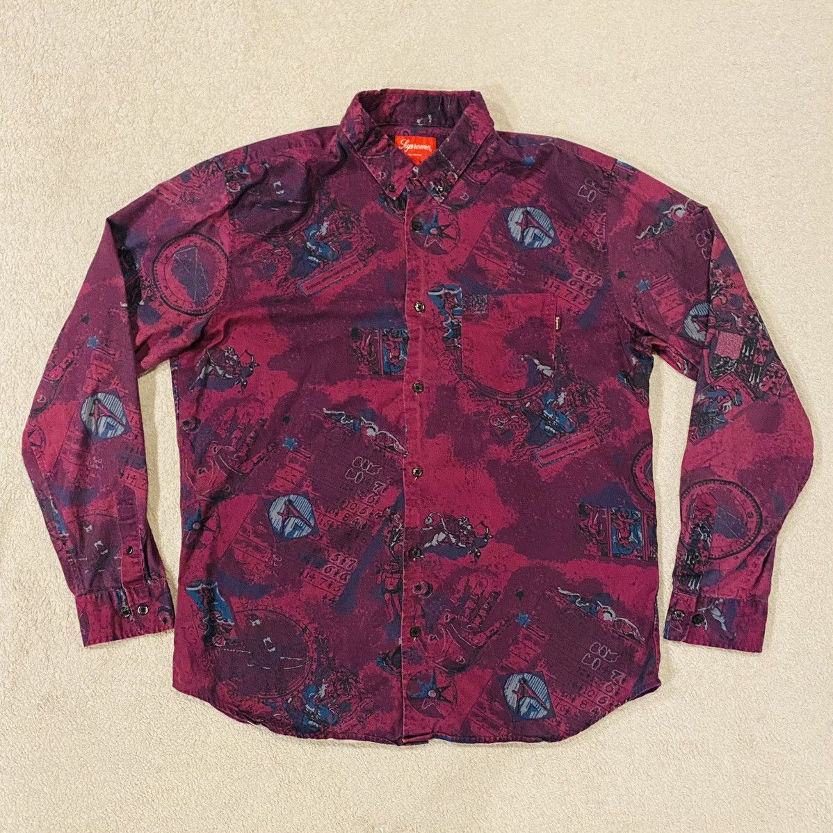 Image of Supreme New York Fw13 Occult Purple Button Shirt Men’S Xl, Men's