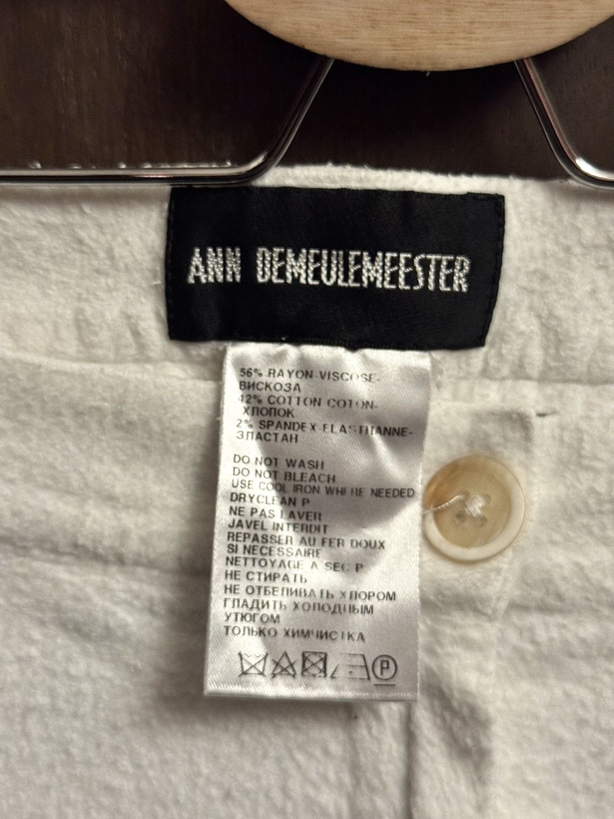 ann demeulemeester vintage slim textured pants women