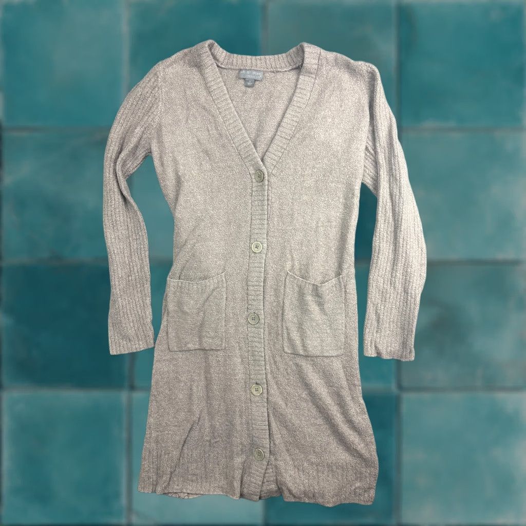 Vintage Barefoot Dreams Cardigan Womens Small Beige CozyChic Lite Knit Longline Cardigan Sweater Size S / US 4 / IT 40 - 1 Thumbnail