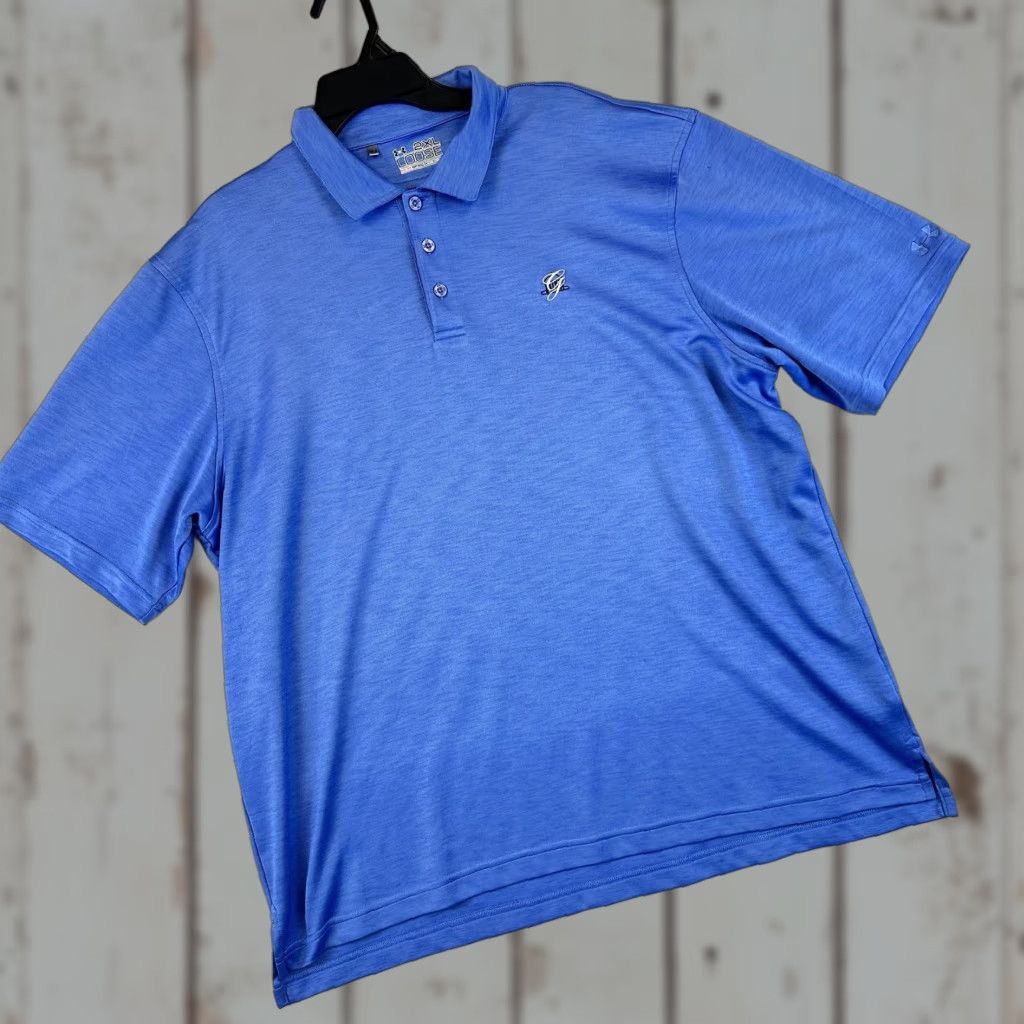 Under Armour Under Armour Golf Performance Polo Mens 2XL HeatGear Breathable Moisture Wicking Short Sleeve Collared Golf Polo Mens 2XL Blue Size US XXL / EU 58 / 5 - 1 Thumbnail