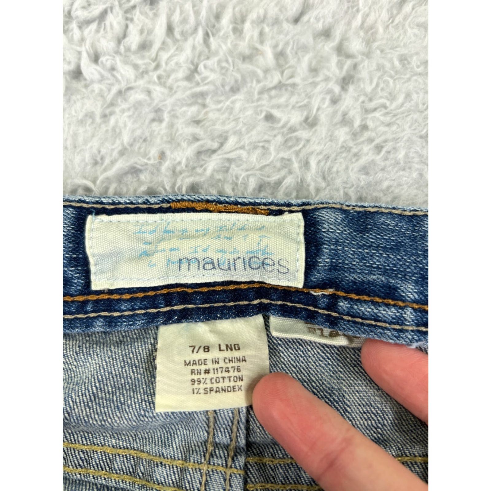 Vintage Maurices Womens Jeans Bootcut Denim Blue 7 Regular 5-Pocket Embroidered Western Cotton Blend Stretch Vintage No Size 28" / US 6 / IT 42 - 6 Thumbnail
