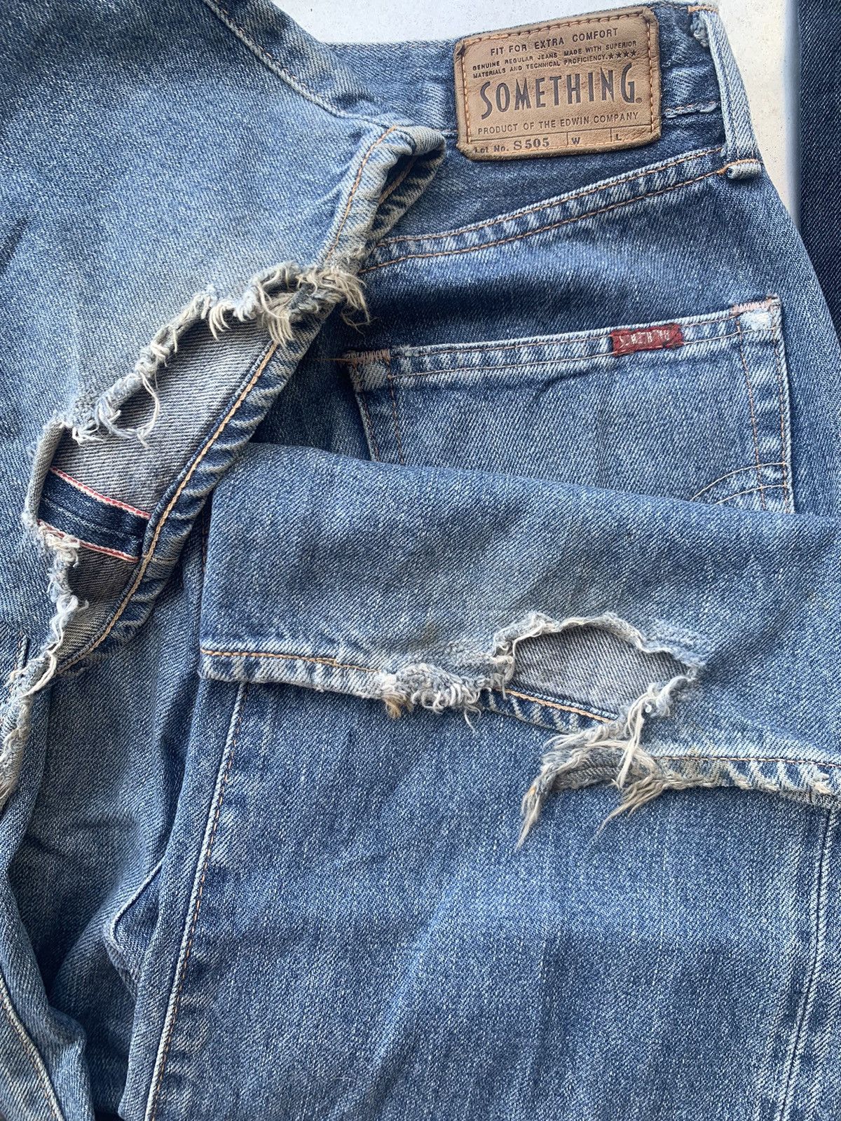 Edwin Distressed SOMETHING EDWIN S505 selvedge. Size US 28 / EU 44 - 8 Thumbnail
