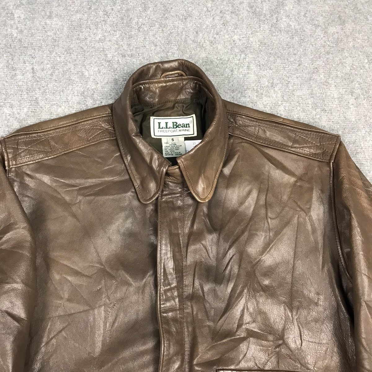 L.L. Bean VINTAGE LL.BEAN BROWN LEATHER BOMBER JACKET Size US S / EU 44-46 / 1 - 2 Thumbnail
