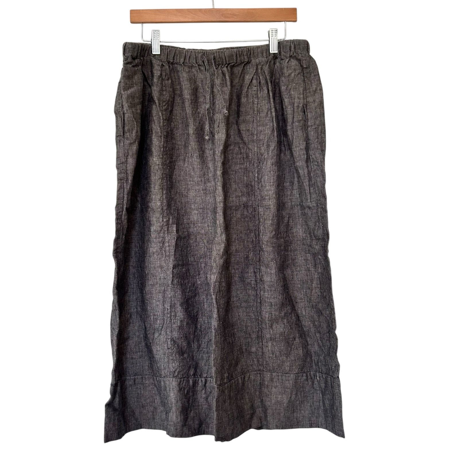 Other Vivid Gray Linen Wide Leg Cropped Lagenlook Pants Sz L Size 34" / US 12 / IT 48 - 1 Thumbnail