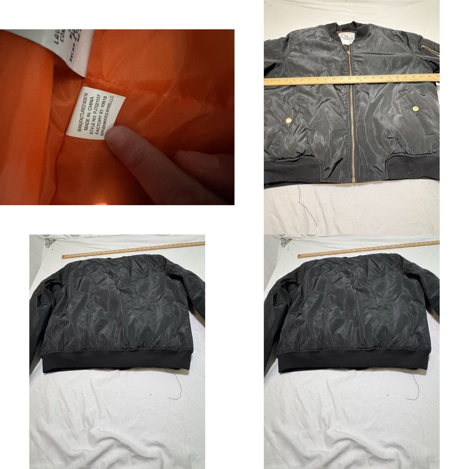 Vintage MAREZZI COUTURE Jacket XL Black Bomber Style Gold Full Zip Orange Interi Size XL / US 12-14 / IT 48-50 - 8 Thumbnail