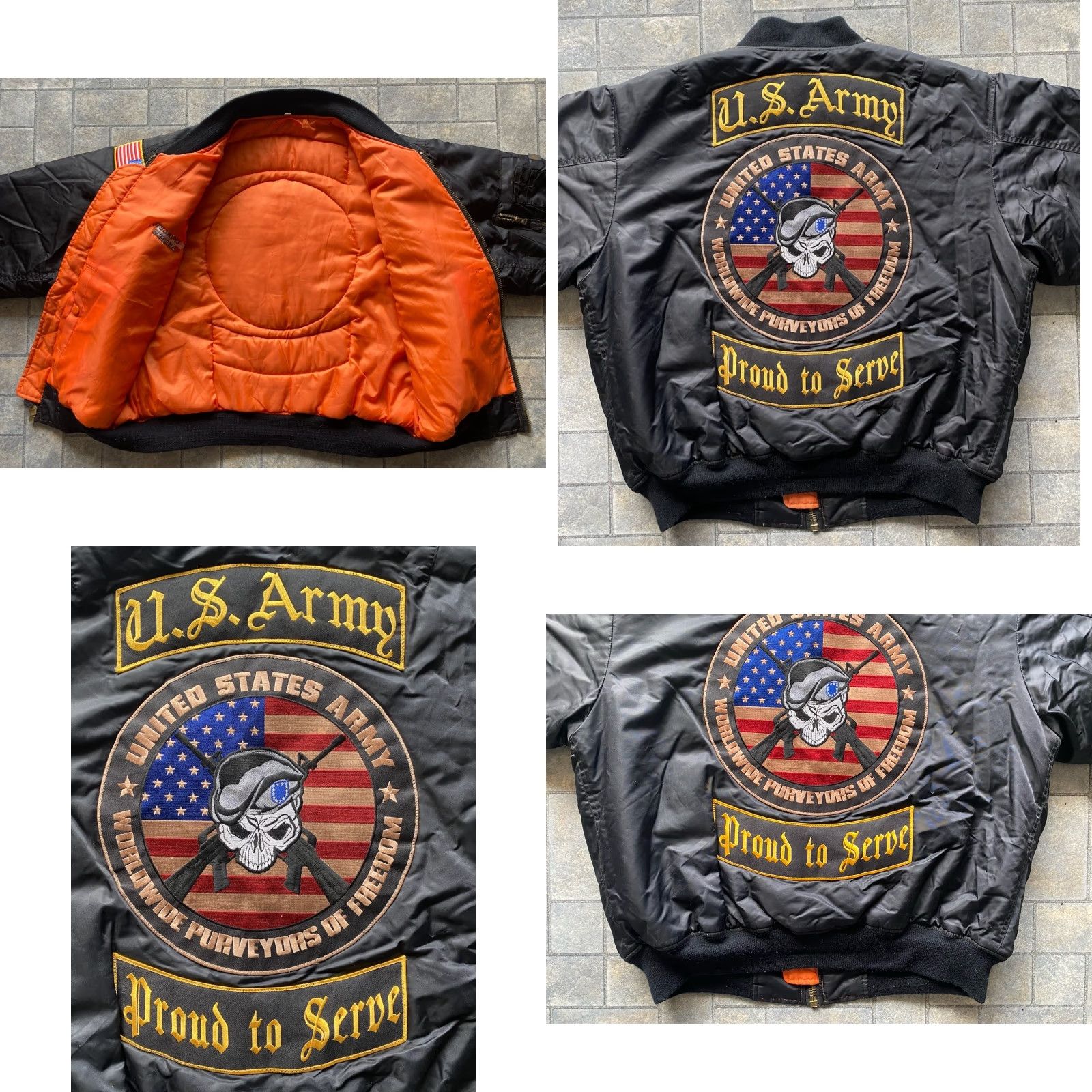 Rothco Rothco MA-1 Flight Flyers Jacket Black L Men’s Army Skull Flag United States Army National Nylon Jacket Size US L / EU 52-54 / 3 - 10 Thumbnail