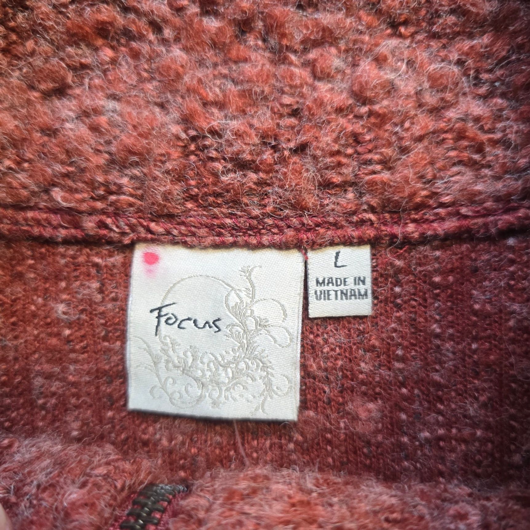 Vintage Focus Cardigan Womens Size Large Brown Orange Wool Boucle Full Zip Casual Size L / US 10 / IT 46 - 5 Thumbnail