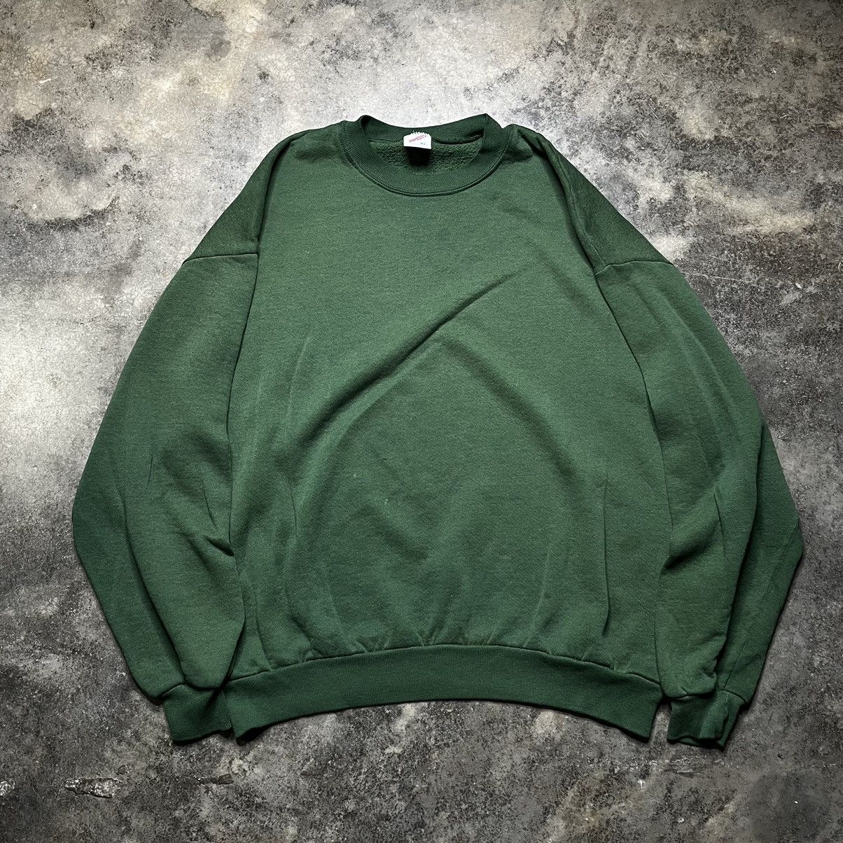 Vintage vintage blank green faded sweatshirt Size US XL / EU 56 / 4 - 1 Thumbnail