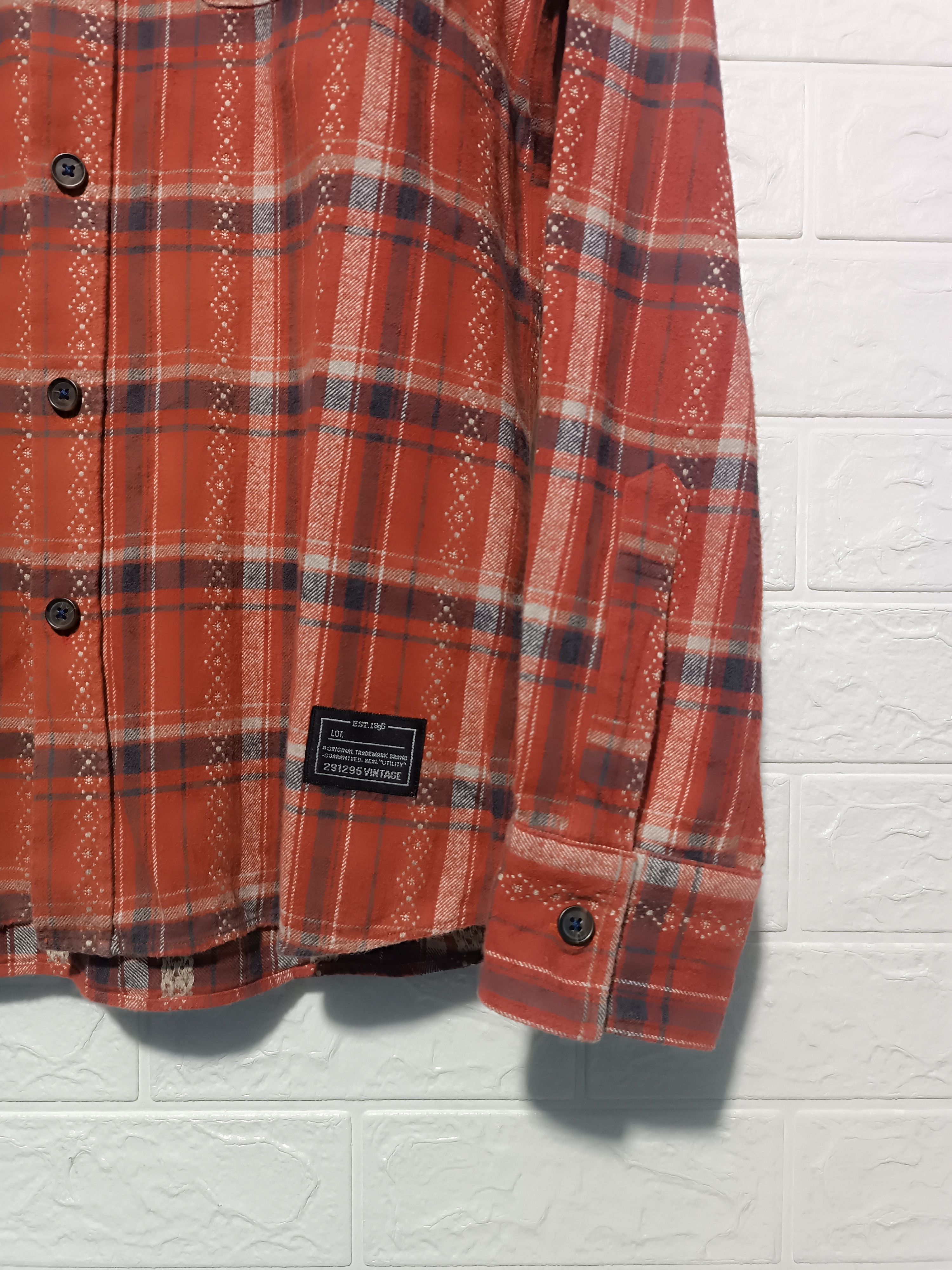 291295=Homme Vintage 291295=Homme Flannel Shirt Red Plaid Long Sleeve Size US M / EU 48-50 / 2 - 5 Thumbnail