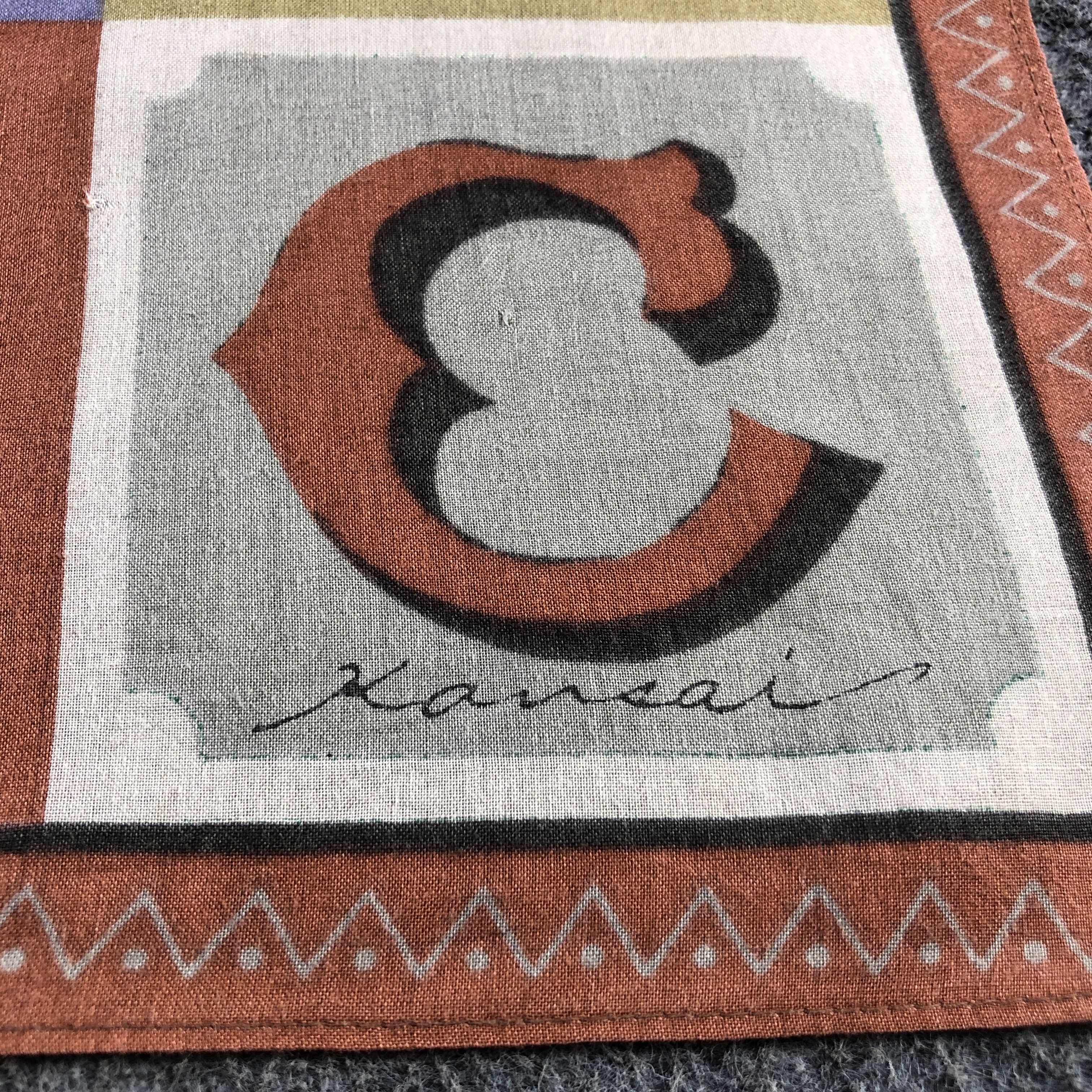 Kansai Yamamoto × Vintage Kansai Handkerchief Neckerchief Bandana H2489 Size ONE SIZE - 4 Thumbnail