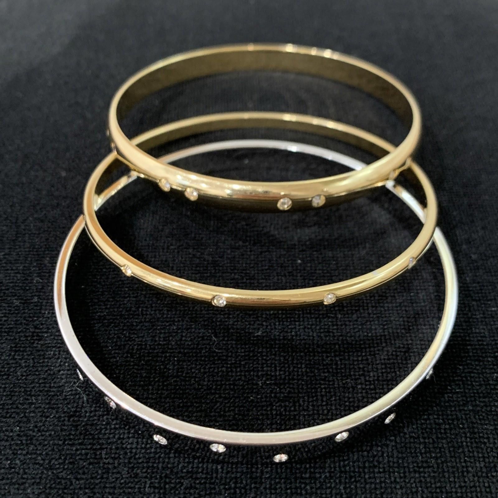 Swarovski 1990s Savvy by Swarovski Bangle Set Gold Tone w/ Crystals Size ONE SIZE - 4 Thumbnail