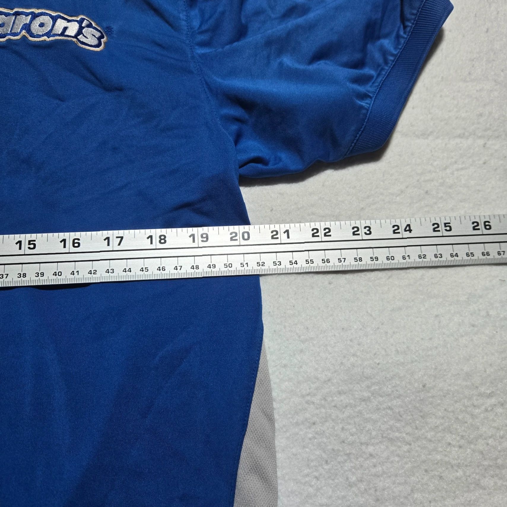 Vintage Uniform Blue Polo Shirt, Aaron's Rent Employee Short Sleeve Knit Cotton Adult M, Blue, Shirt, Men, Medium, Classic T-Shirt (Shirt). Size US M / EU 48-50 / 2 - 5 Thumbnail