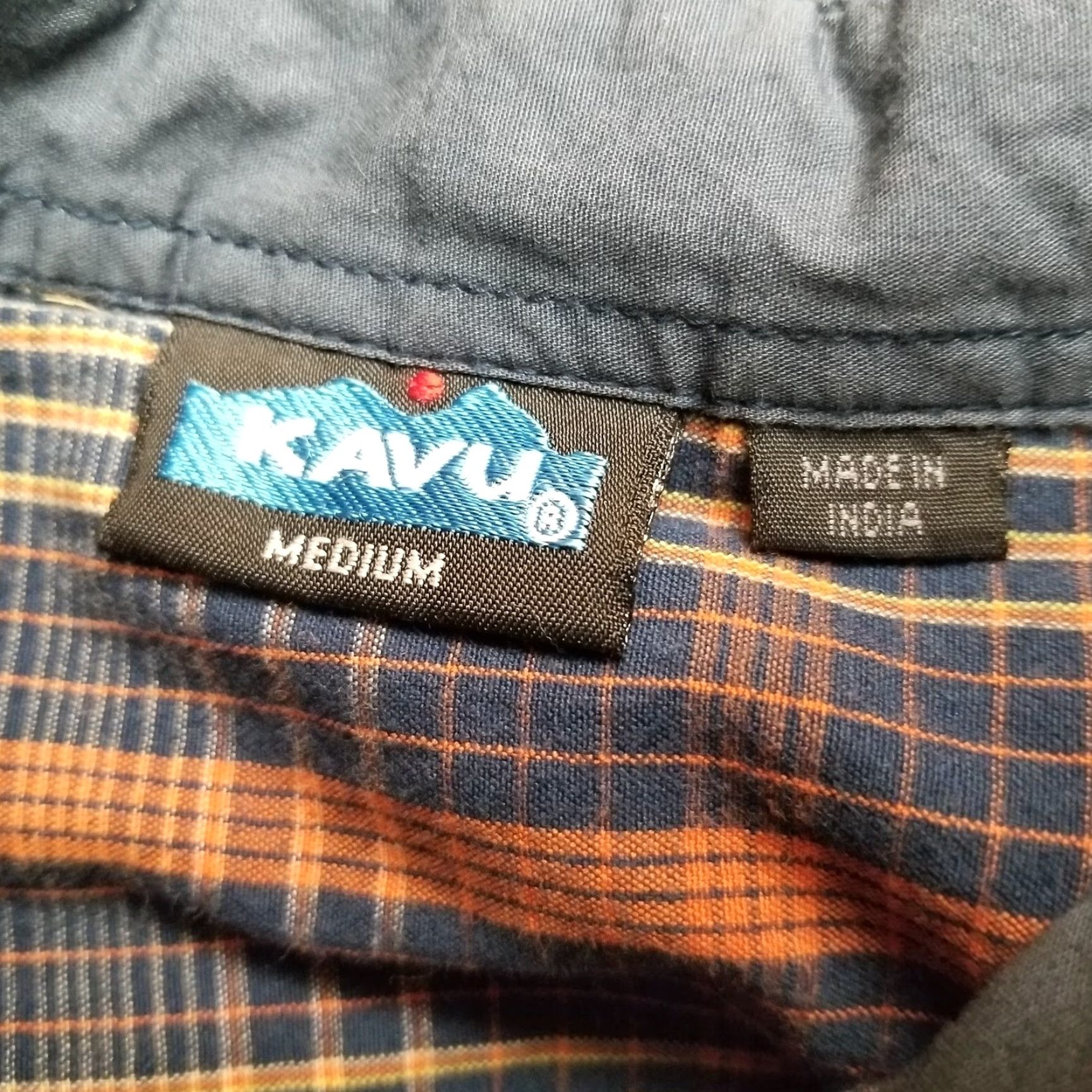 KAVU Kavu Shirt Mens M Blue Orange Plaid Button Long Sleeve 100% Cotton Casual Size US M / EU 48-50 / 2 - 5 Thumbnail