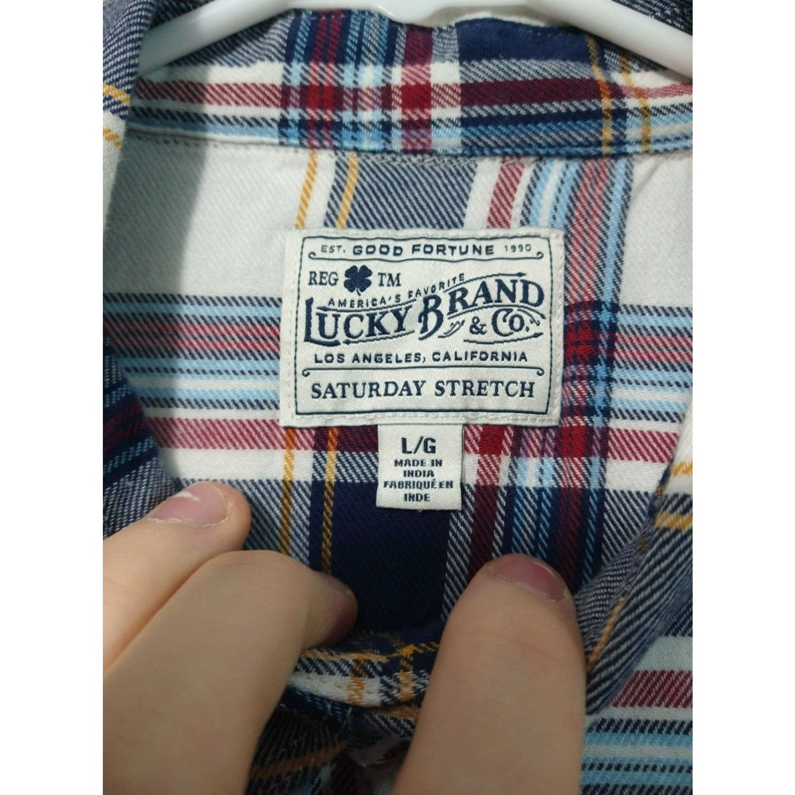 Lucky Brand Lucky Brand Shirt Mens Large White Plaid Flannel Saturday Stretch Pearl Snap Button-Up Casual Confident Classic 90s? Size US L / EU 52-54 / 3 - 7 Thumbnail