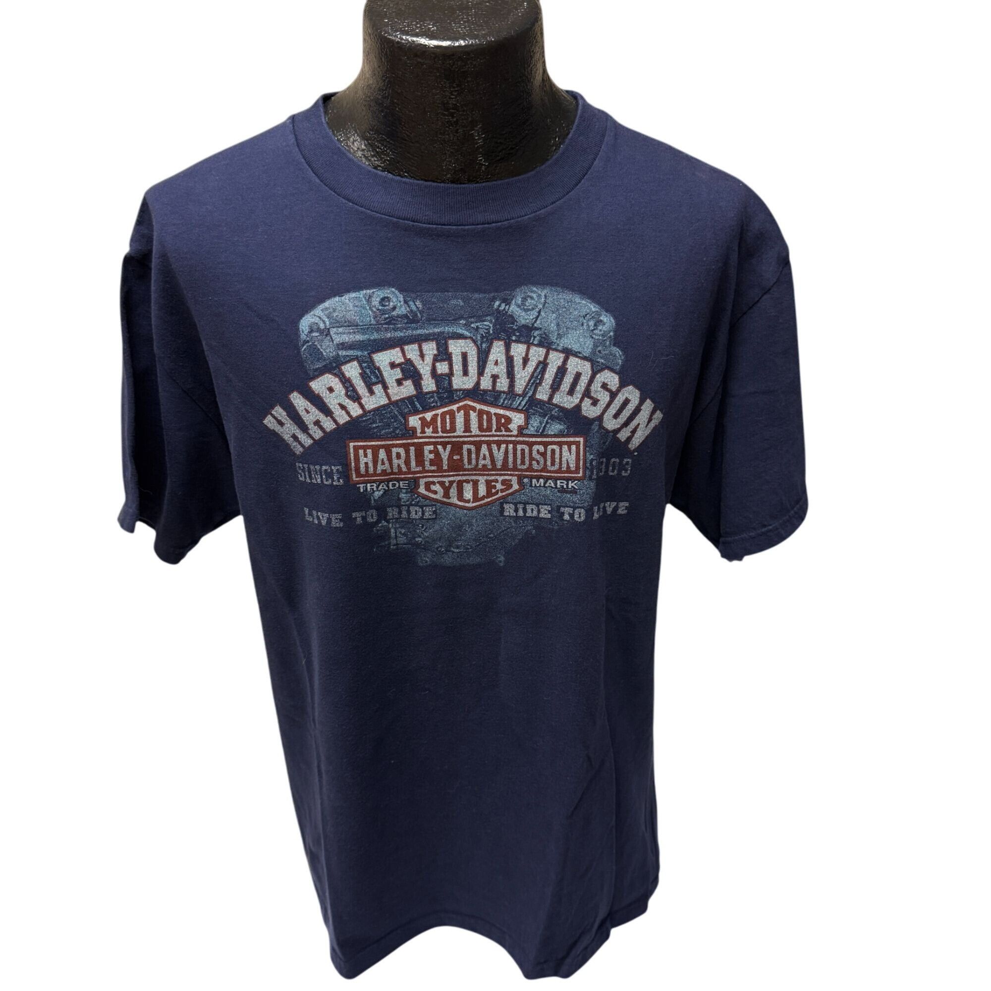 Harley Davidson Harley Davidson Motorcycle Navy Blue Brandon Florida T Shirt Size US XL / EU 56 / 4 - 2 Thumbnail