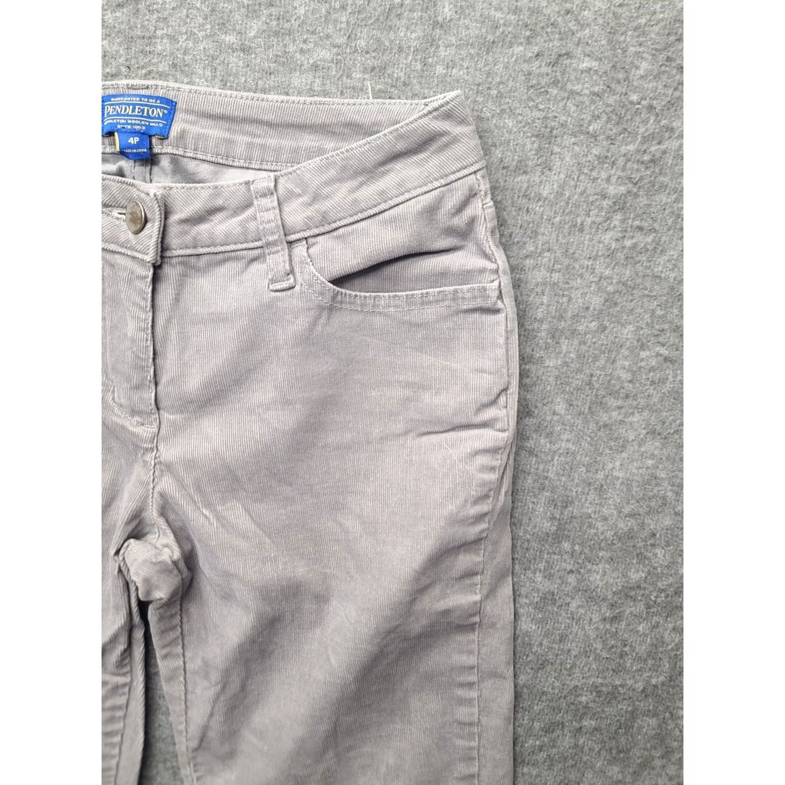 Pendleton Pendelton Pants Womens 4P 26x29 Slim Fit Tapered Leg Mid Rise Trousers Stretch Gray Cotton Spandex Flat Front Pockets Size 27" / US 4 / IT 40 - 6 Thumbnail
