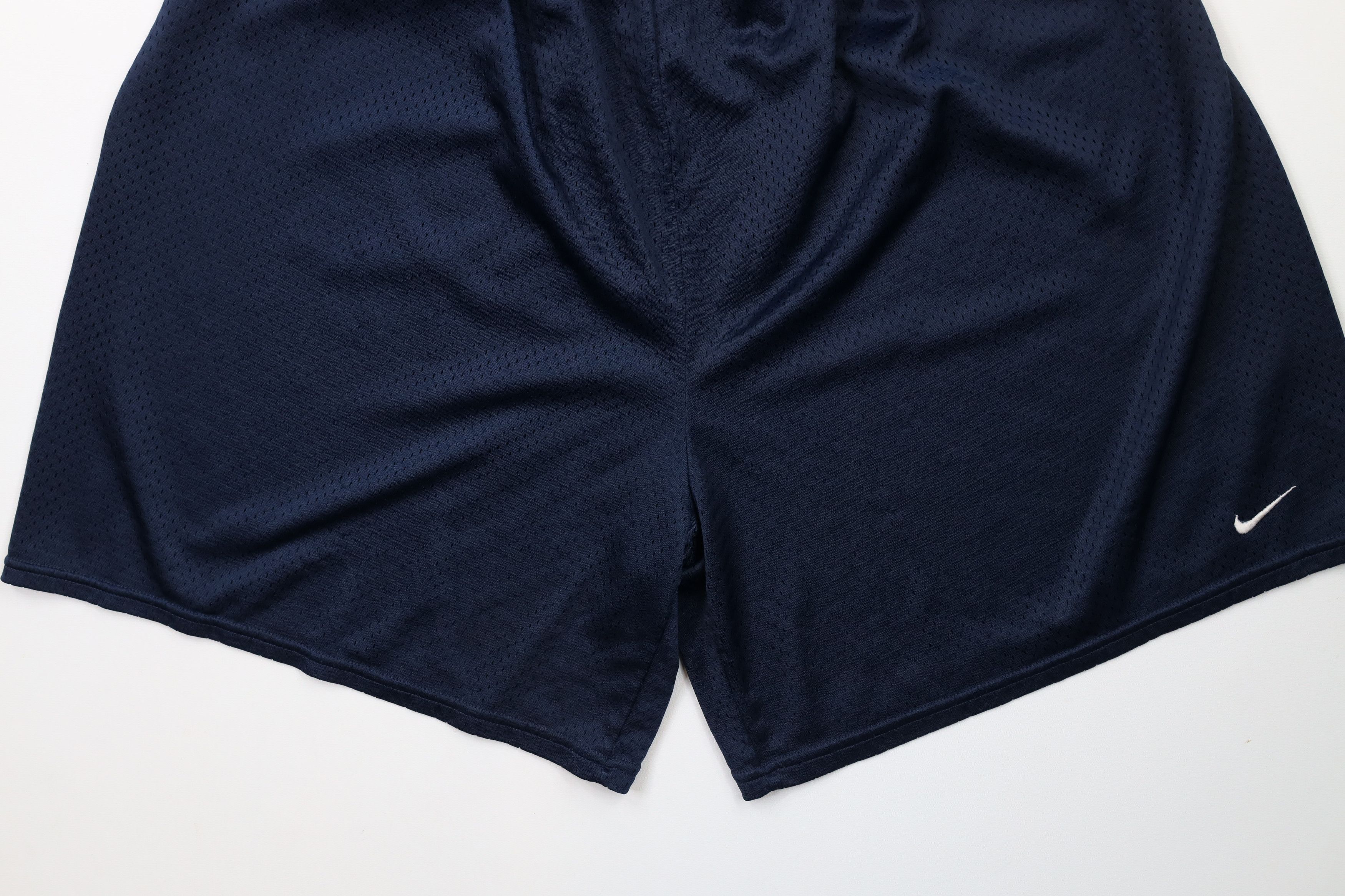 Nike × Vintage Vintage Nike Mini Swoosh Above Knee Mesh Shorts Navy Blue Size US 36 / EU 52 - 4 Thumbnail