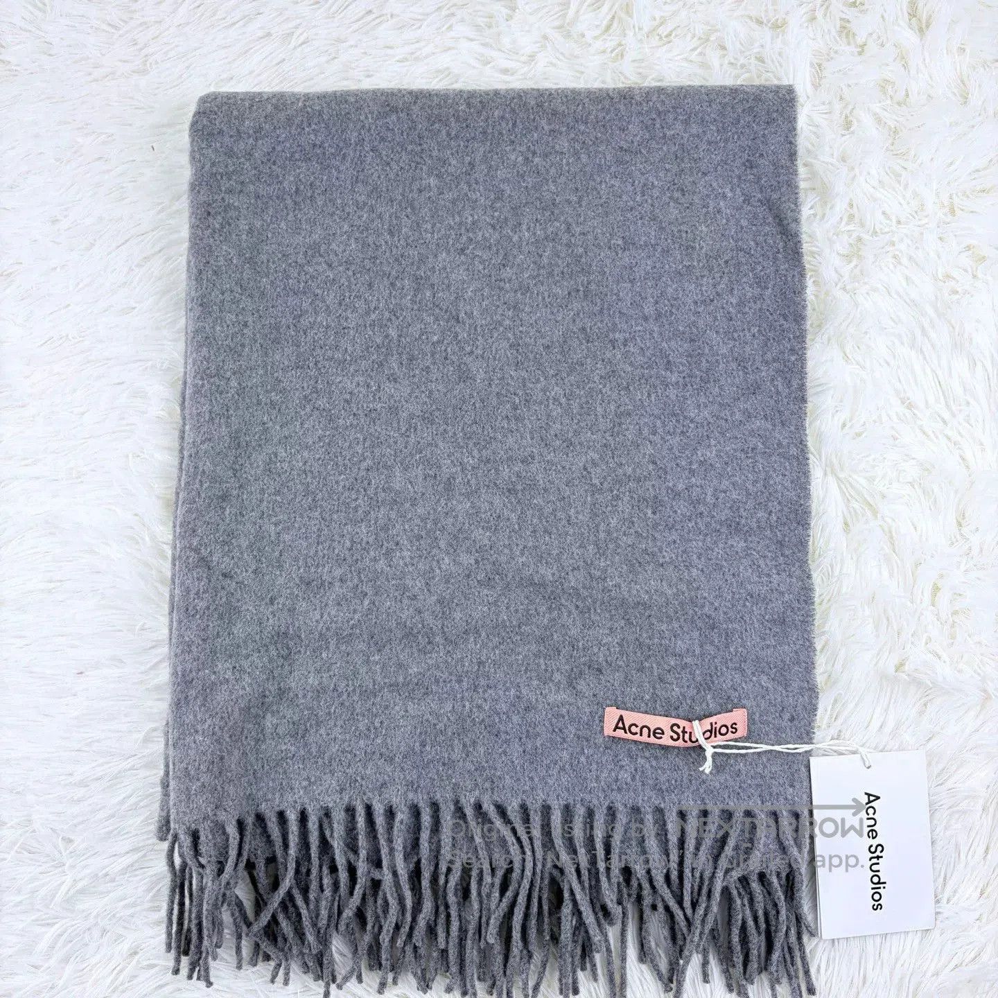 Acne Studios Acne Studios Heather Gray Wool Fringed Scarf. Size ONE SIZE - 1 Thumbnail