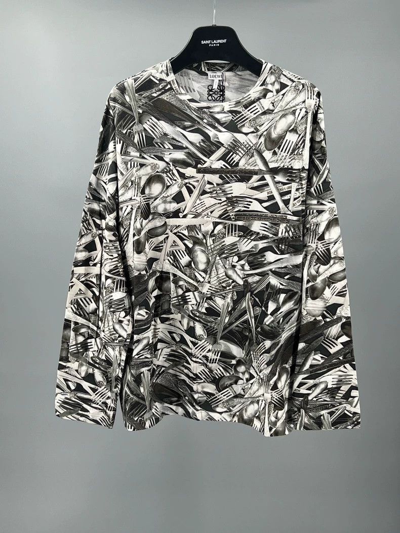 LOEWE Printed embroidery long sleeve round neck T-shirt