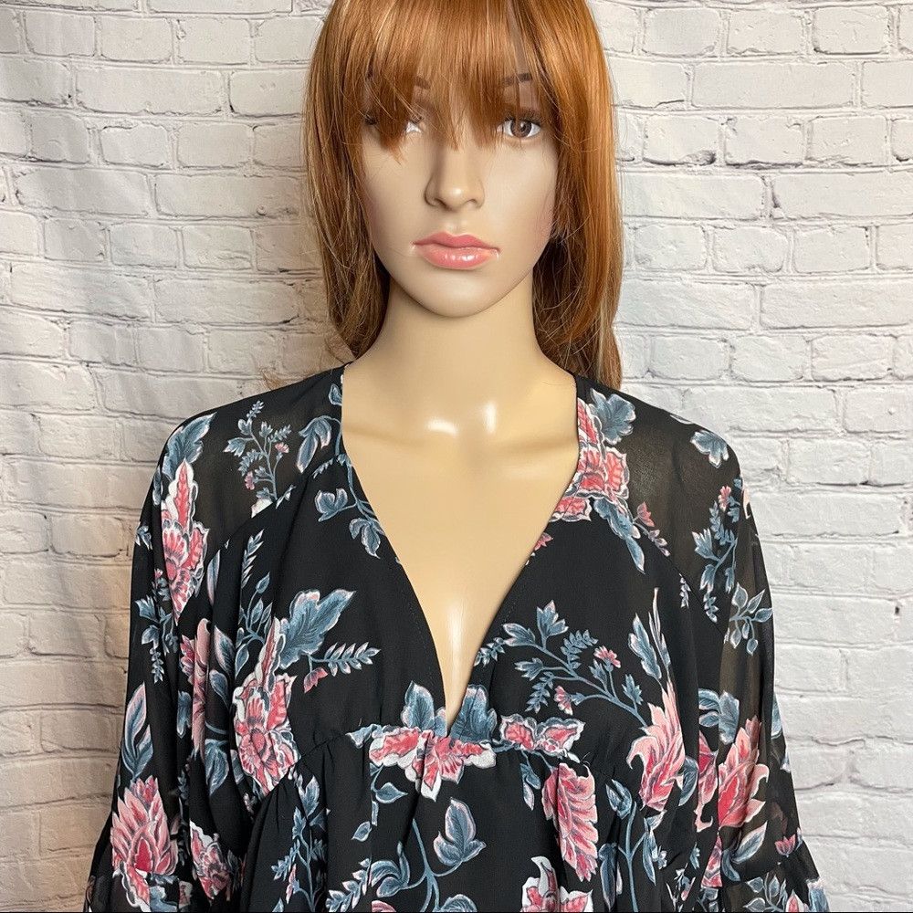 Other New Olivaceous Floral Long Sleeve V-Neck Blouse Size L Size L / US 10 / IT 46 - 3 Thumbnail