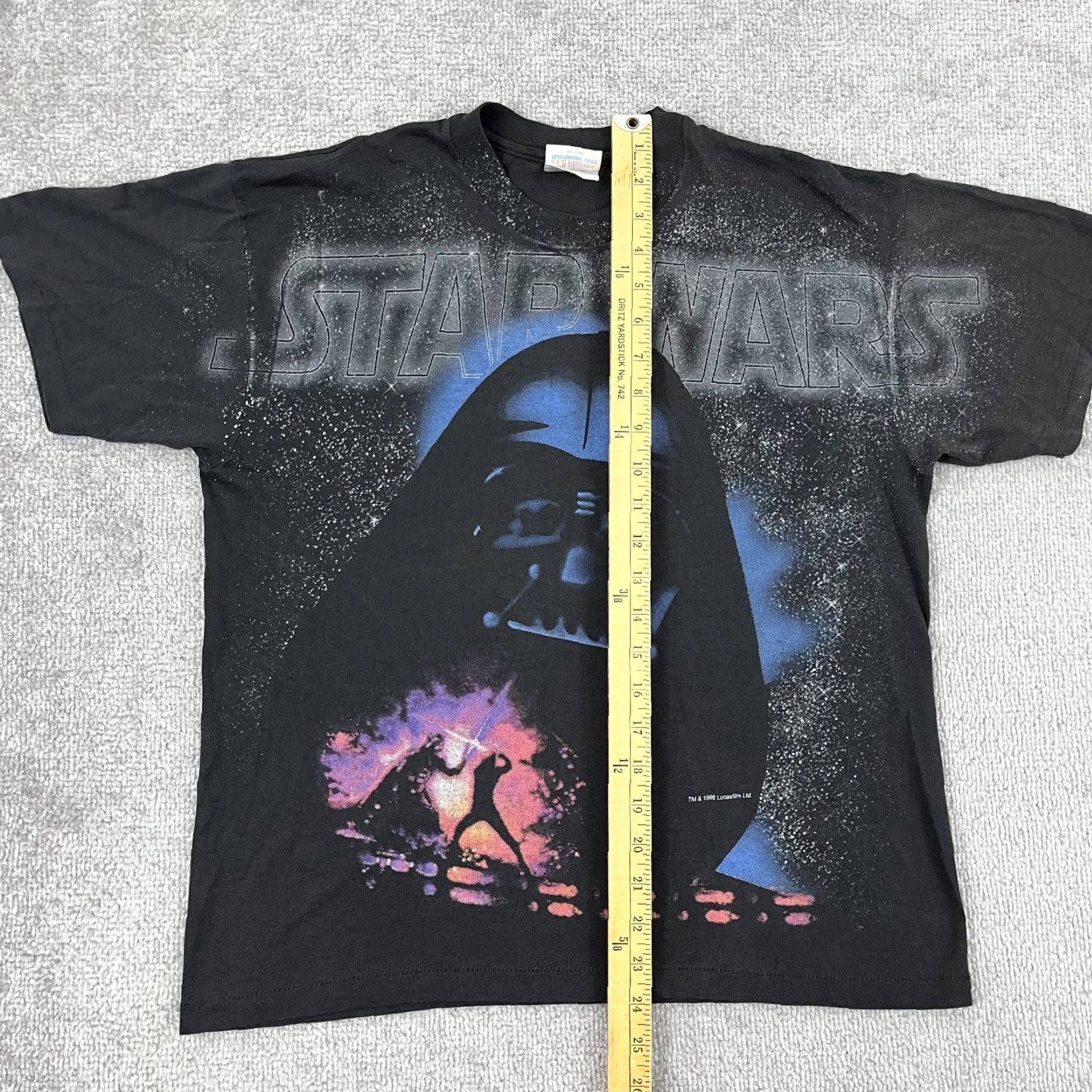 Hanes VTG Star Wars Shirt Women S Darth Vader 24 x 19 AOP All Over Graphic 1996 90s Casual Shirt Size S / US 4 / IT 40 - 4 Thumbnail