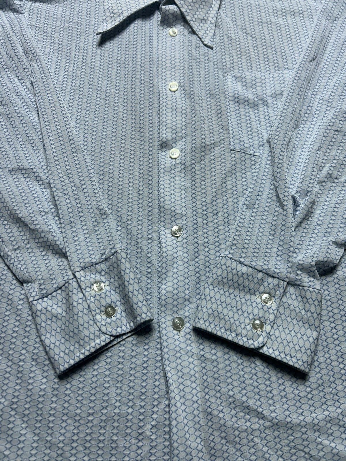 Vintage Vtg 1970s button shirt nylon? poly? sheer dagger collar XL Size US XL / EU 56 / 4 - 2 Thumbnail