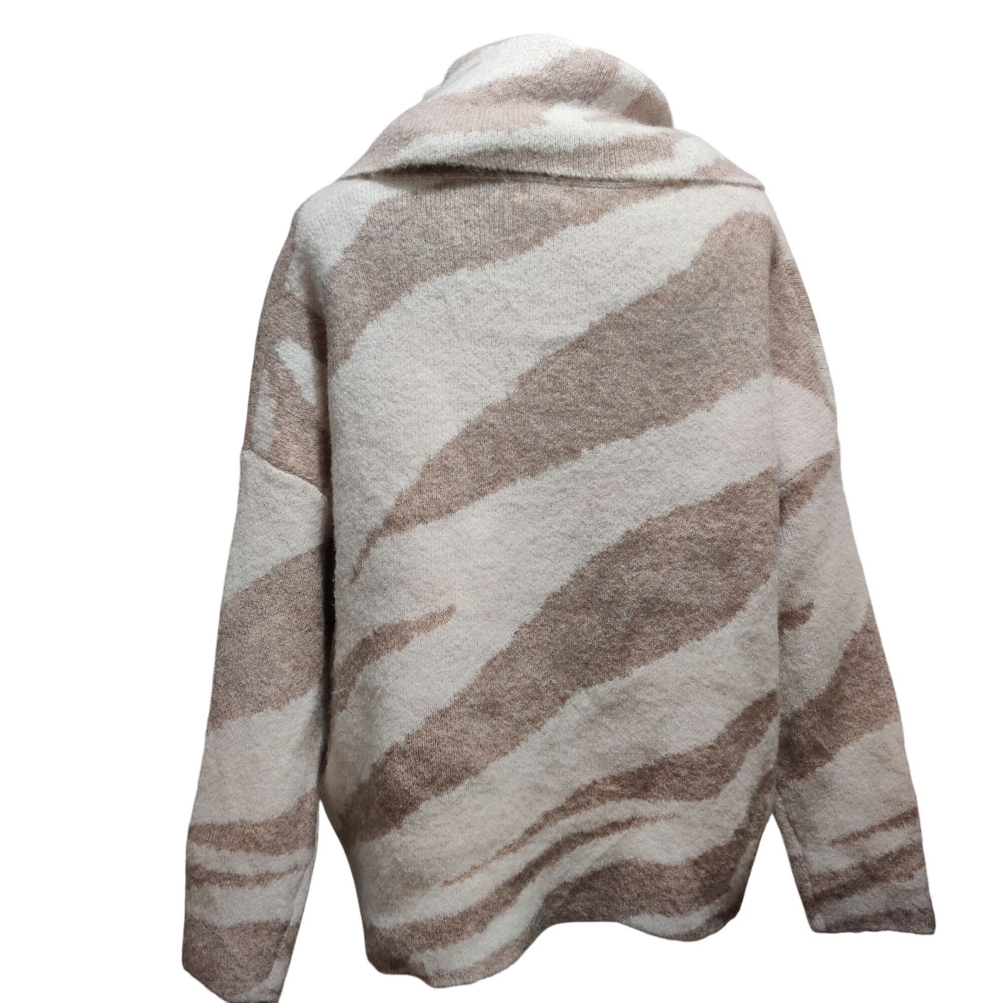 Debut Debut XS Beige Cream Zebra Print Oversized Cowl Neck Sweater Size XS / US 0-2 / IT 36-38 - 4 Thumbnail