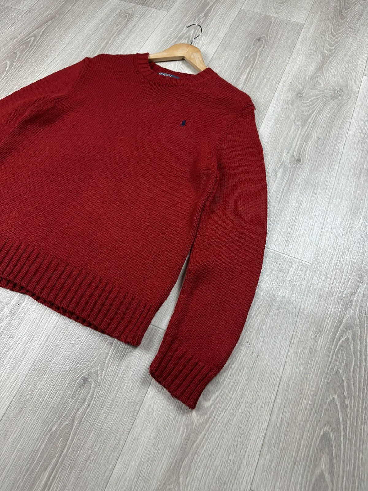 Polo Ralph Lauren × Ralph Lauren × Vintage Vintage 90s knitted PRL Polo Ralph Lauren Red Basic Sweater Size US M / EU 48-50 / 2 - 4 Thumbnail