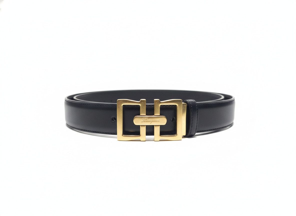 Salvatore Ferragamo Salvatore Ferragamo Black Leather Gancini Buckle Belt Style 8227 Size ONE SIZE - 1 Thumbnail