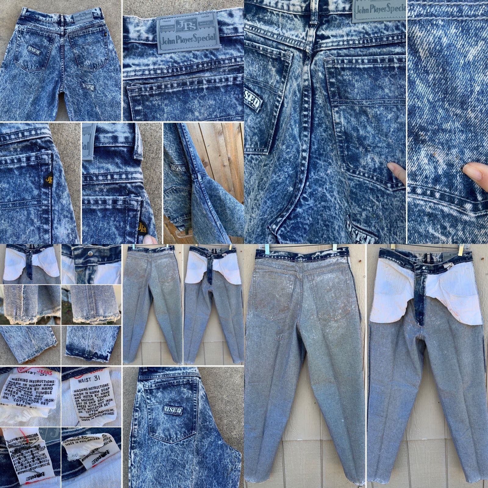 Vintage VINTAGE John Player Special Jeans Acid Wash Blue 31 Waist 30” 5-Pocket Denim High Waist Tight/Tapered Mens Size US 31 - 8 Thumbnail