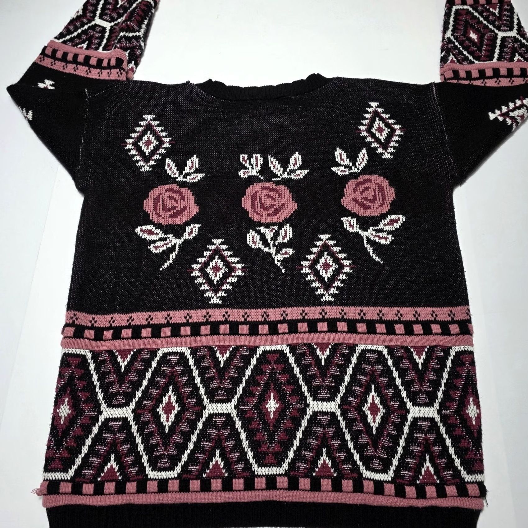 Pinko VINTAGE Cafe La Vie Black Pink Floral Women’s MockNeck Sweater L USA Shirt Ladies 1990s Casual Geometric Size L / US 10 / IT 46 - 8 Thumbnail
