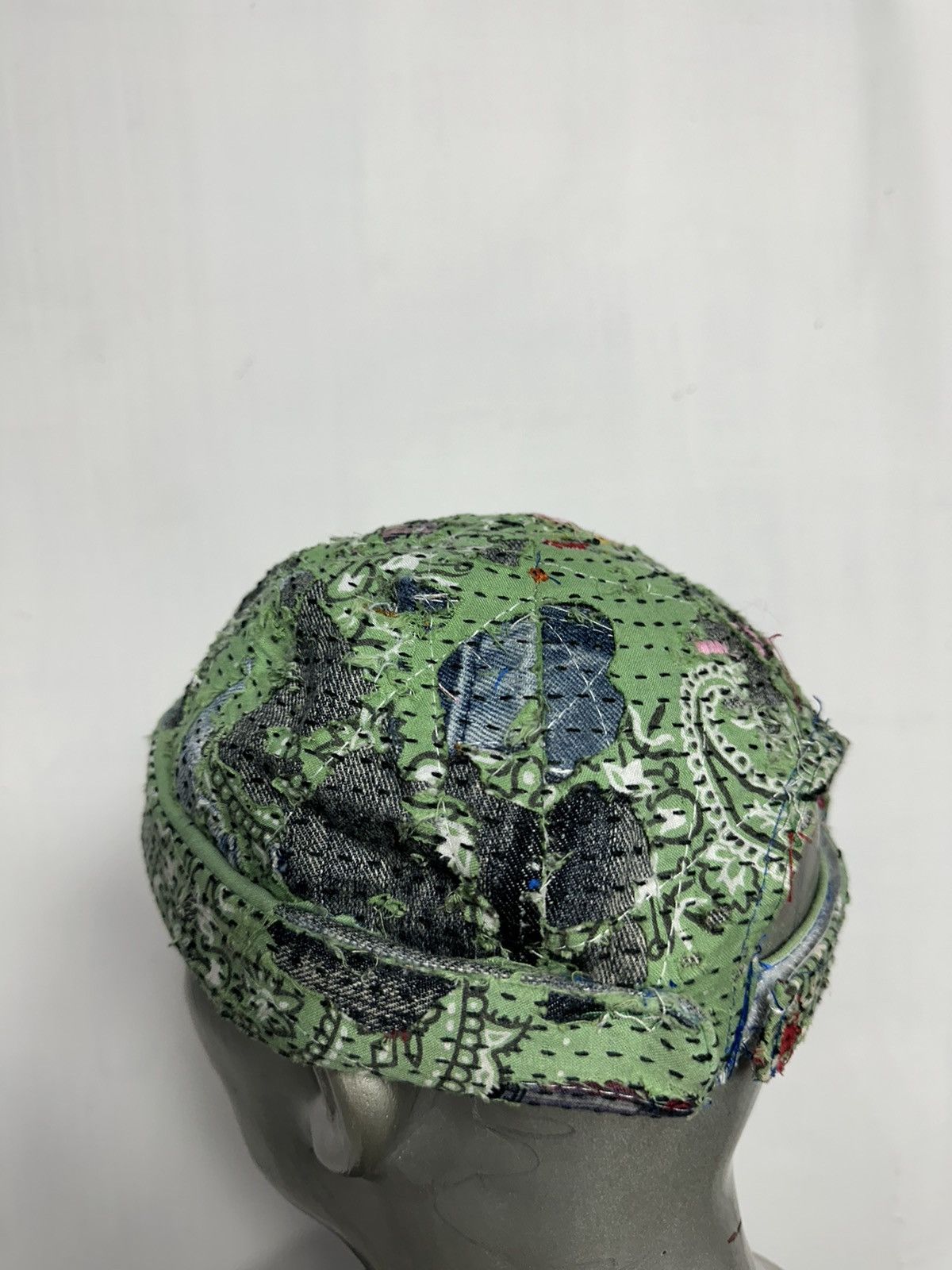 Handmade Custom Distressed Paisley Patchwork Boro Brimless Fisherman Size ONE SIZE - 9 Thumbnail